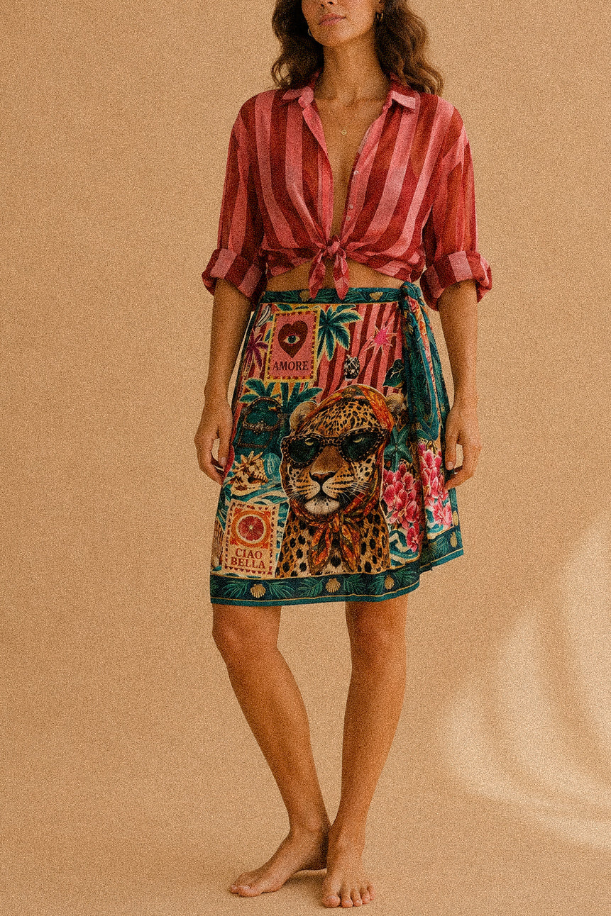 Pareo “Leopard Escape” – pareo fantasia con nodo laterale