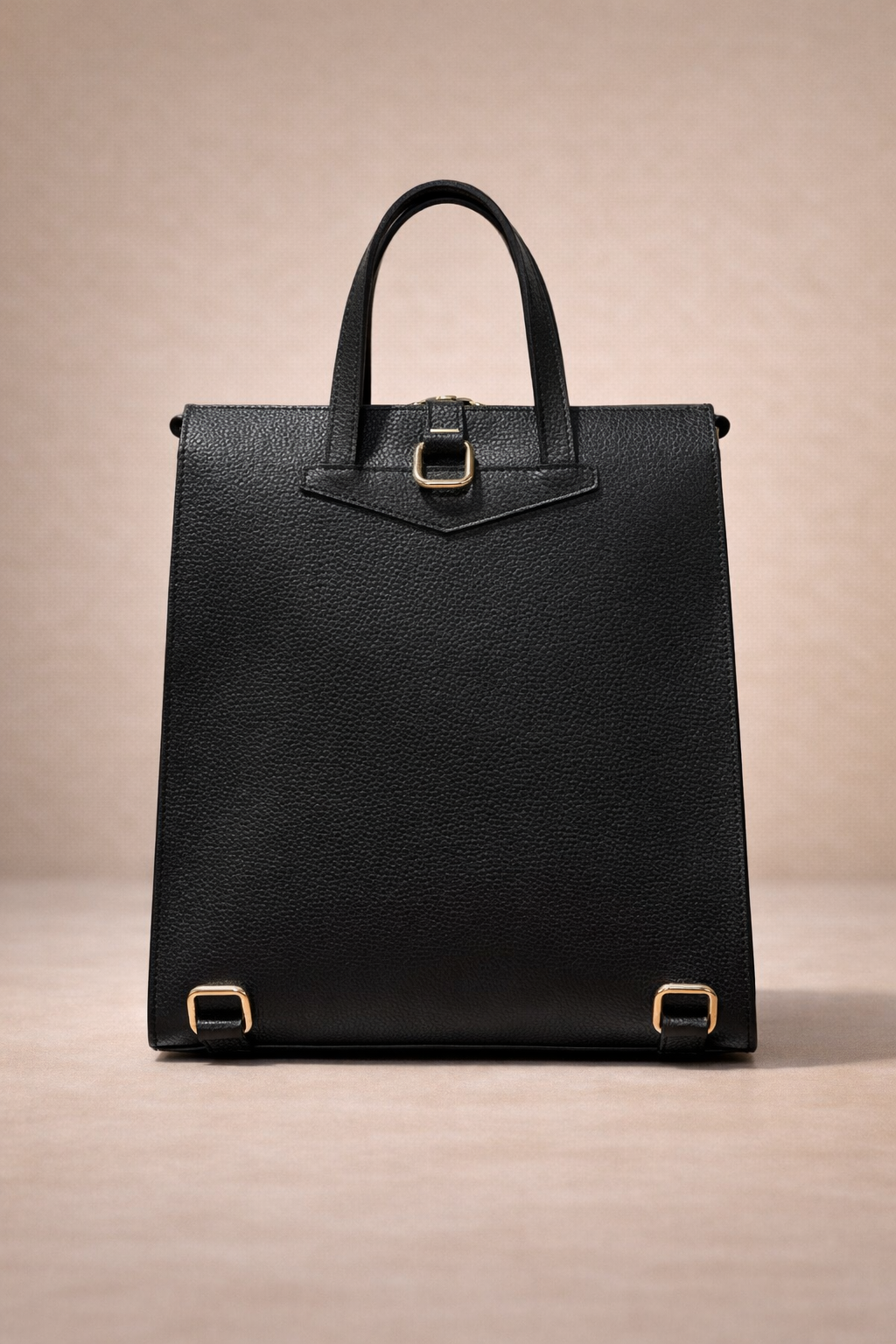 Zaino Donna in Vera Pelle nero Convertibile Tracolla con Zip