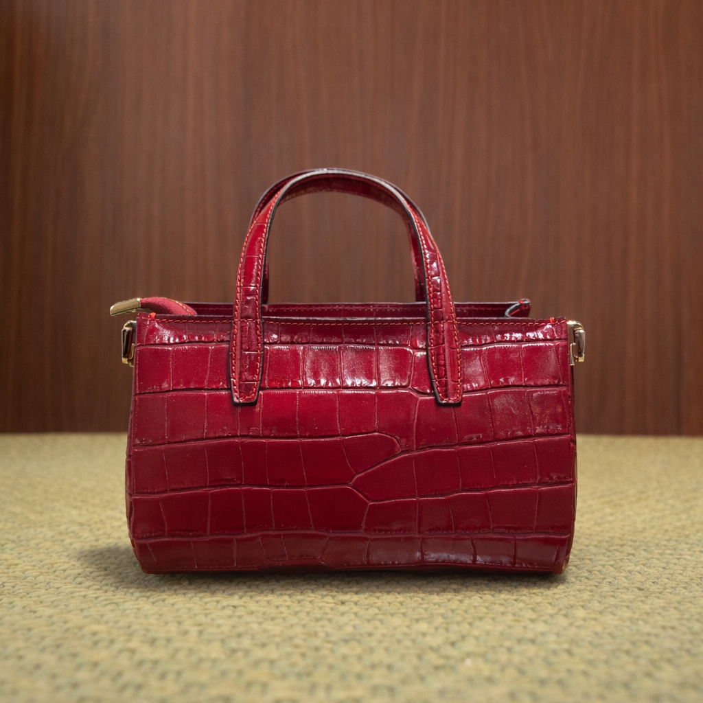 Borsa a mano in vera pelle rossa