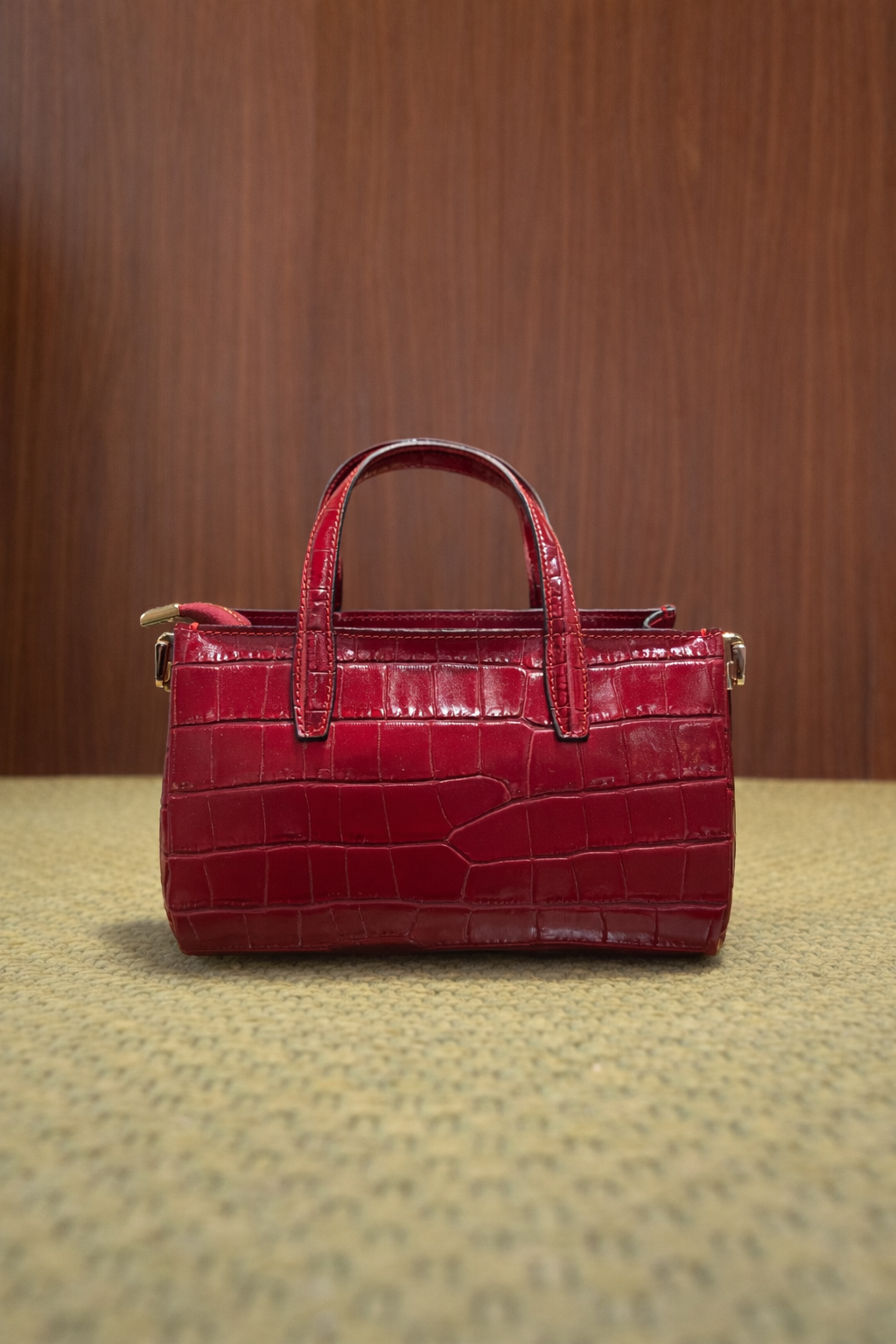 Borsa a mano in vera pelle rossa