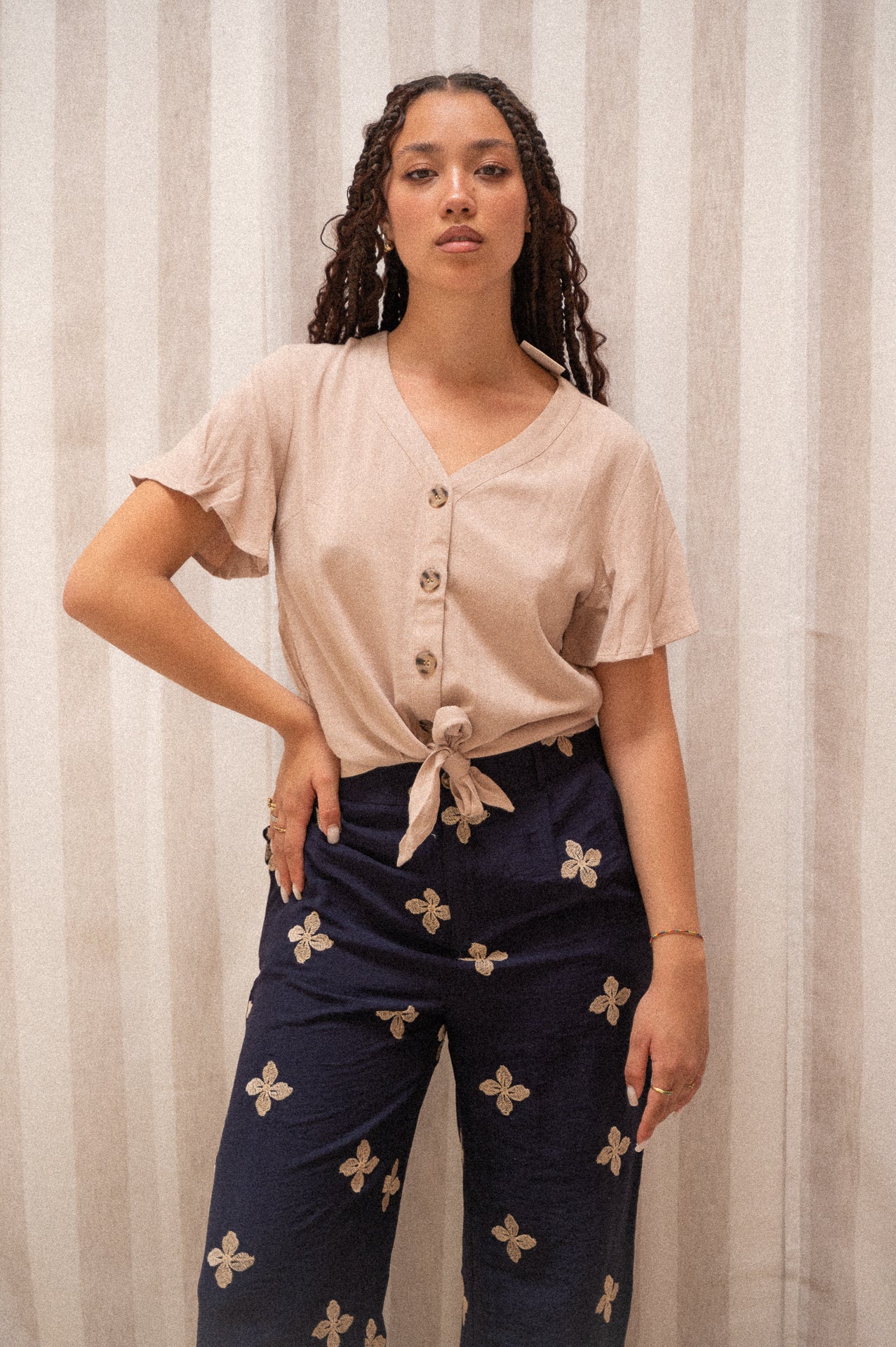 Camicia manica corta in misto lino