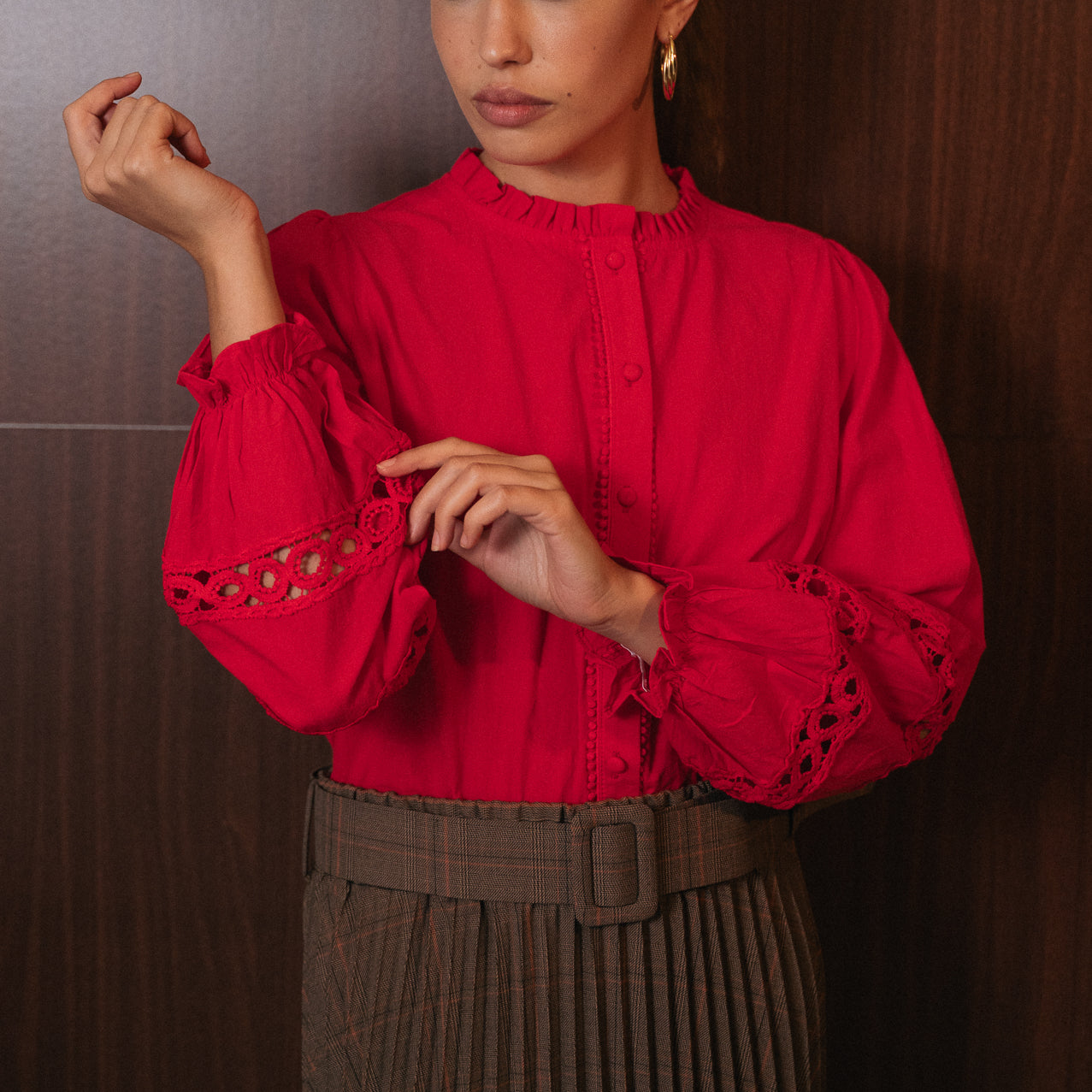 Camicia Clodette rossa con ricami