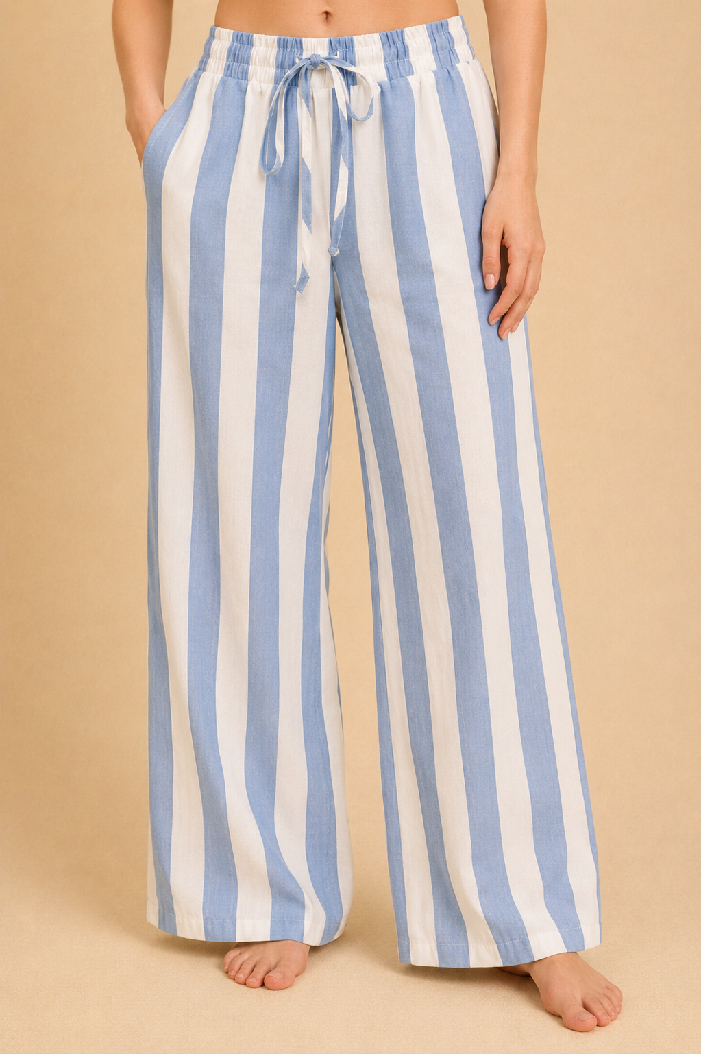 Pantalone capri azzurro