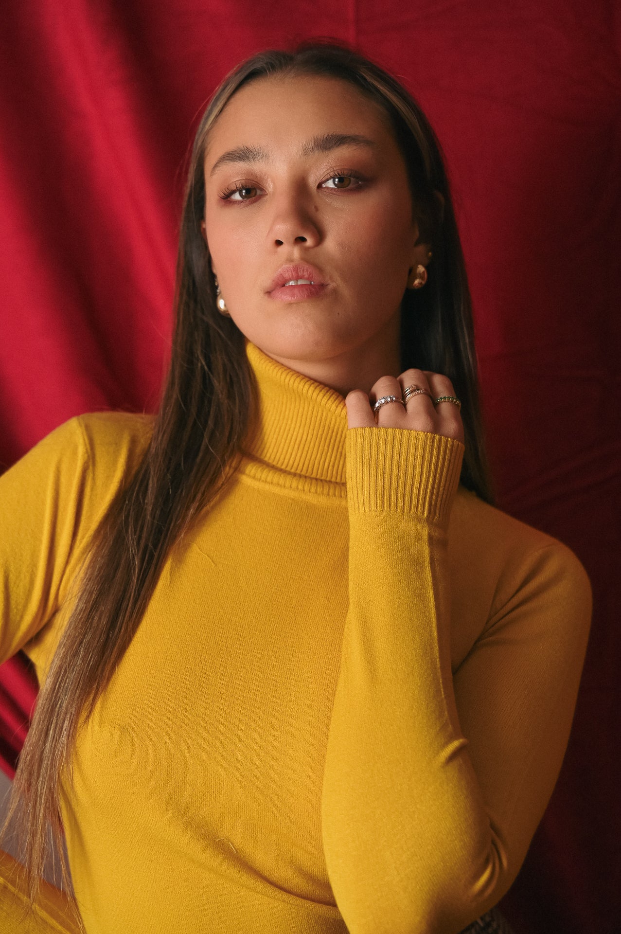 Dolcevita Donna Liscio in Misto Viscosa 50% | Collo Alto a Costine | Maglia Aderente