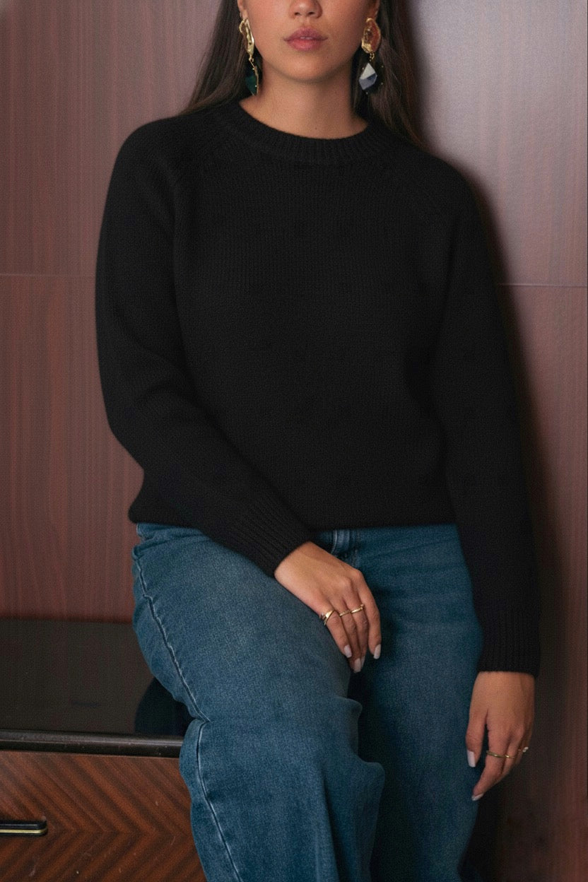 Maglione nero donna Amelìe misto alpaca e lana | made in Italy