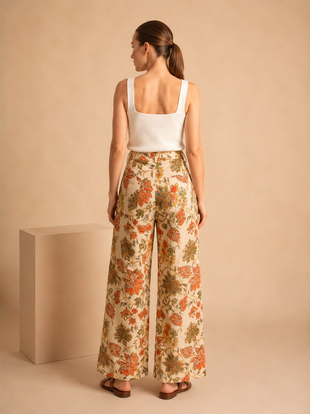 Pantalone Palazzo HERITAGE flower in Cotone