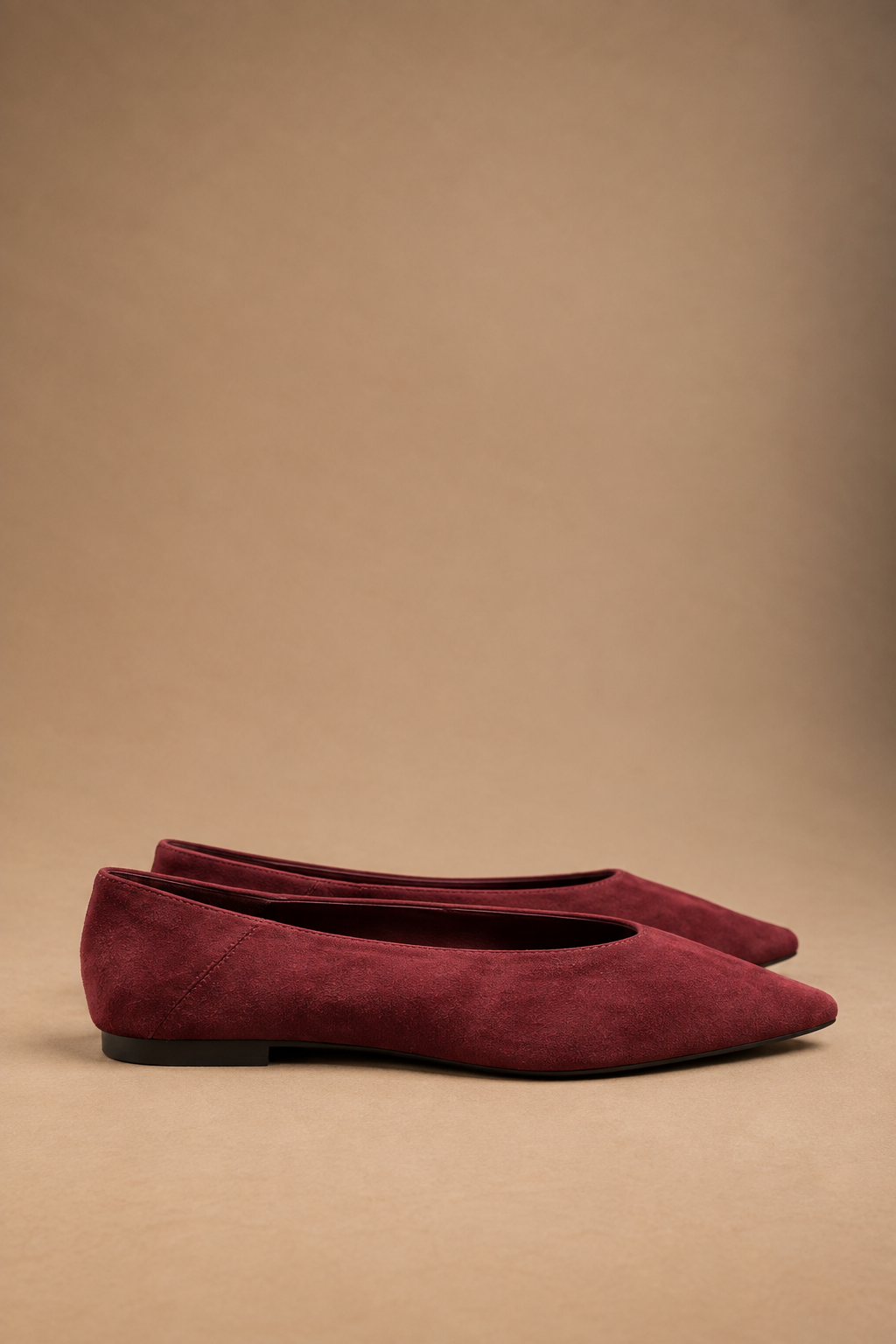 Ballerina Donna a Punta Color bordeaux Effetto Camoscio