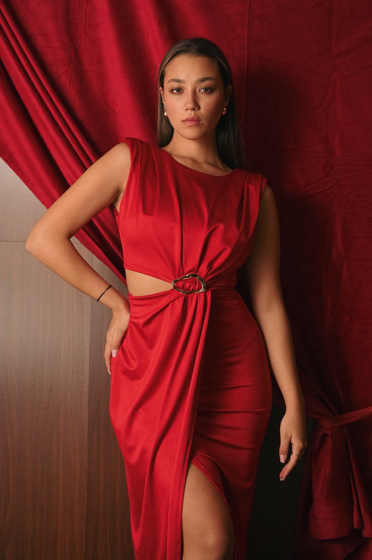 Mini Abito Rosso Aderente con Fiocco | Vestito Tubino 100% Poliestere | Look Seducente