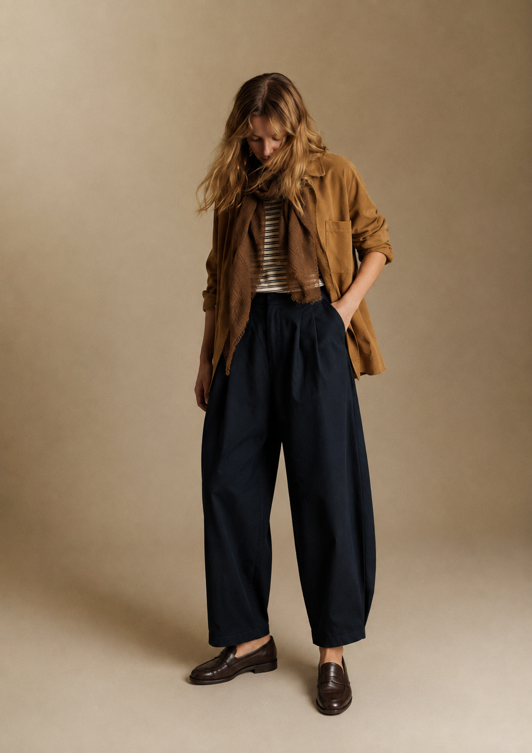 Giacca in denim color camel