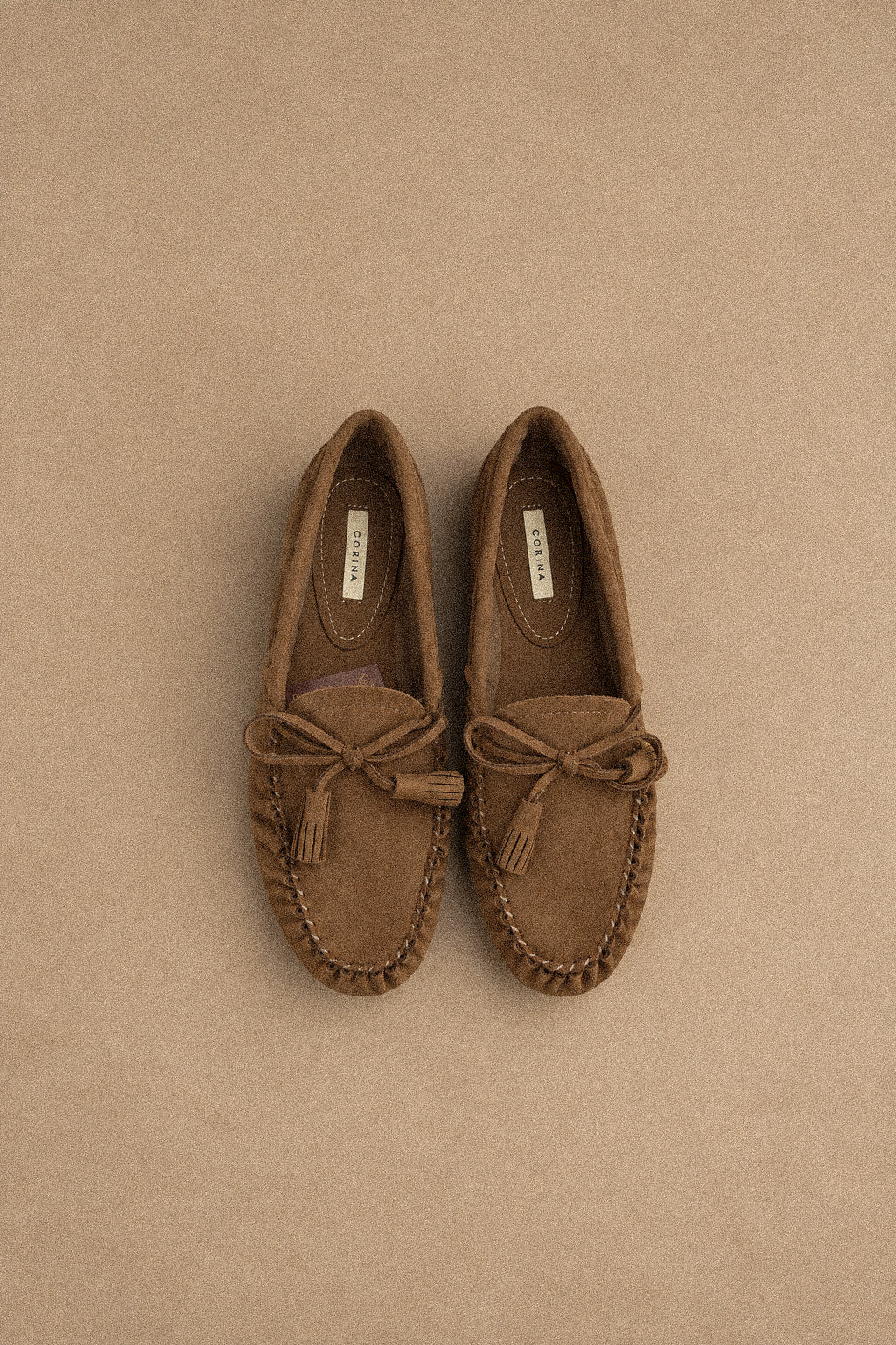 Mocassino Donna Color Camel Effetto Suede vaschetta arricciata