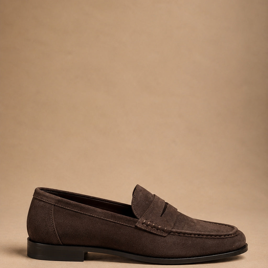Mocassino Penny Donna Color caffè Effetto Suede con Suola in Gomma