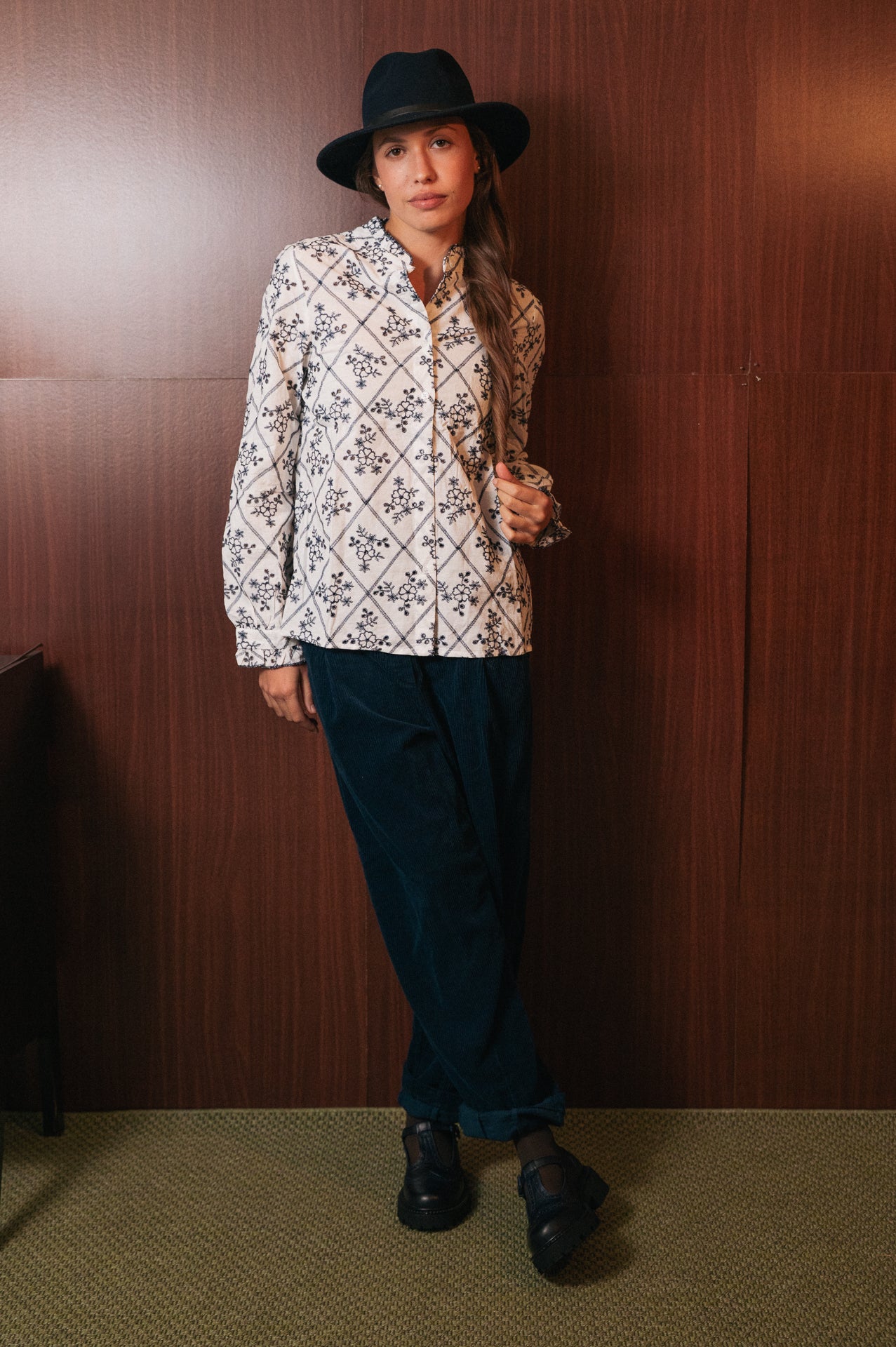 Pantaloni Velluto a Coste Relaxed Fit Blu - Vita Elastica