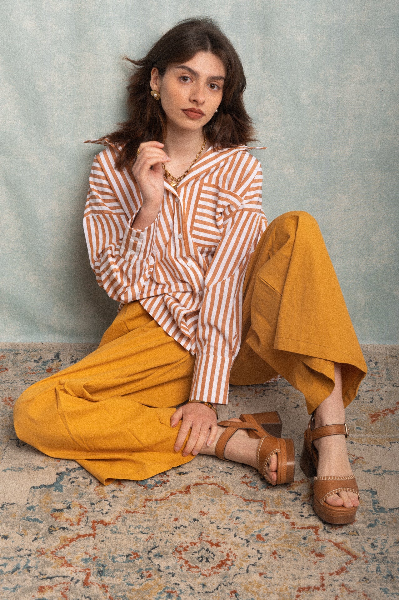 Pantalone largo color Mustard