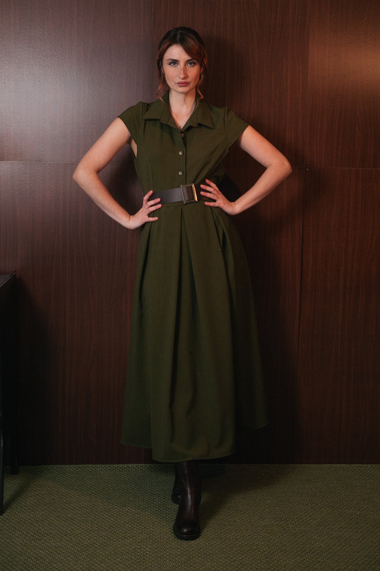 Abito Chemisier Lungo Donna | verde oliva