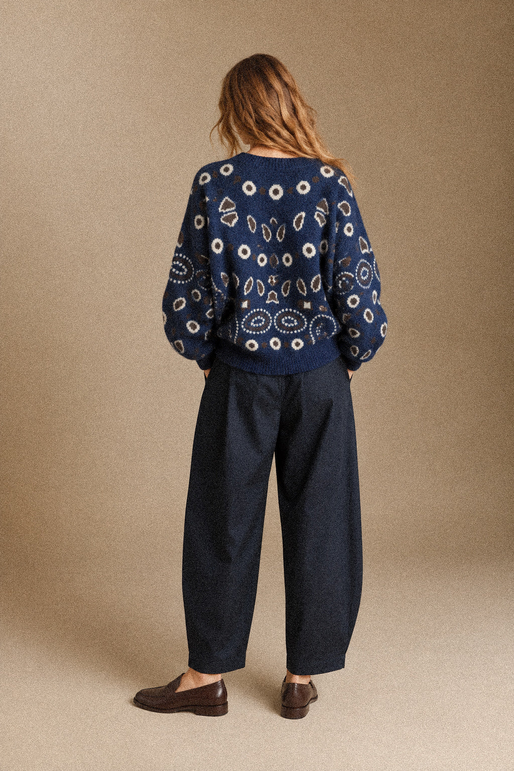Maglione donna blu fantasia bandana