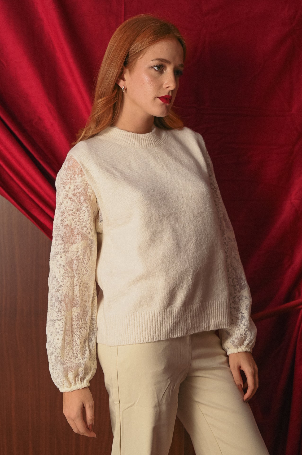 Gilet Sofia Donna Maglia Ecru Back Detail | Bottone Nuca