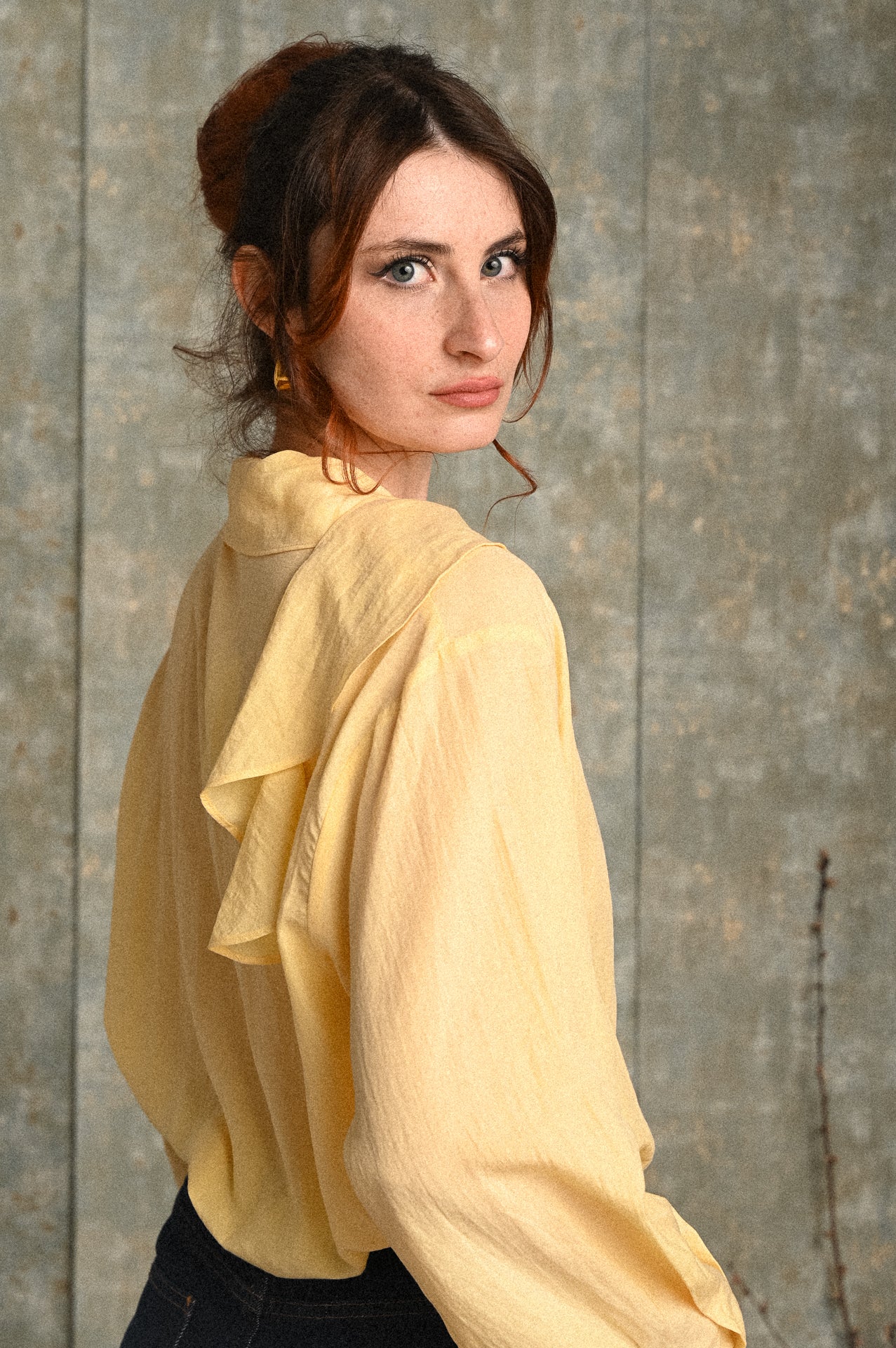 Blusa Euforia color burro con laccio coulisse