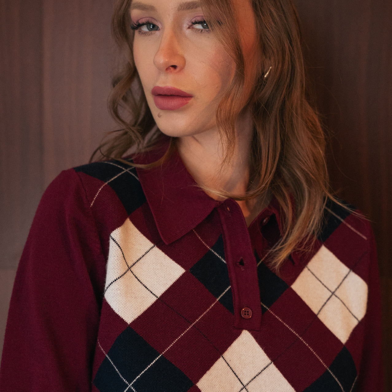 polo a quadri bordeaux