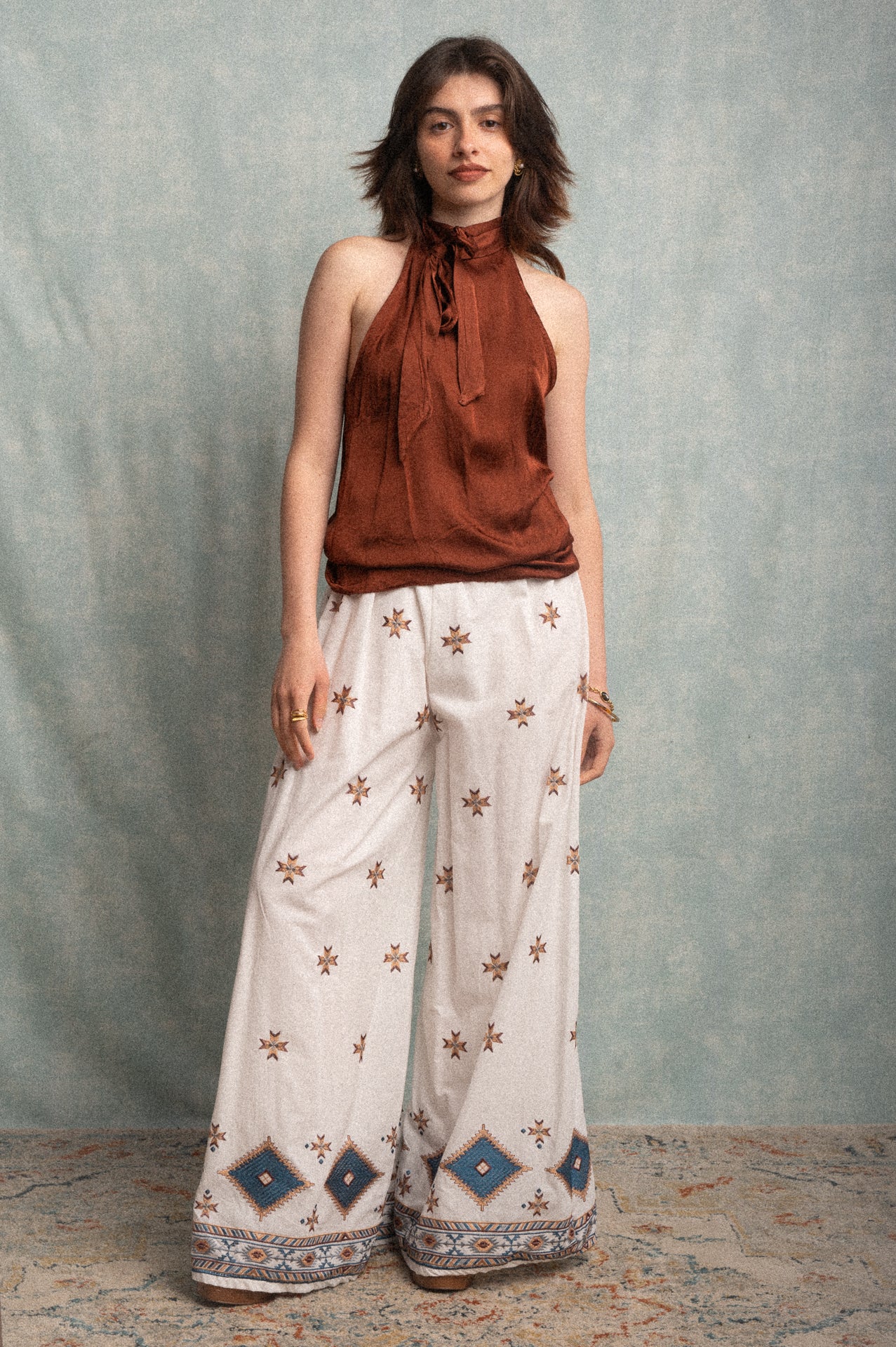 Pantalone palazzo Kate ricamato