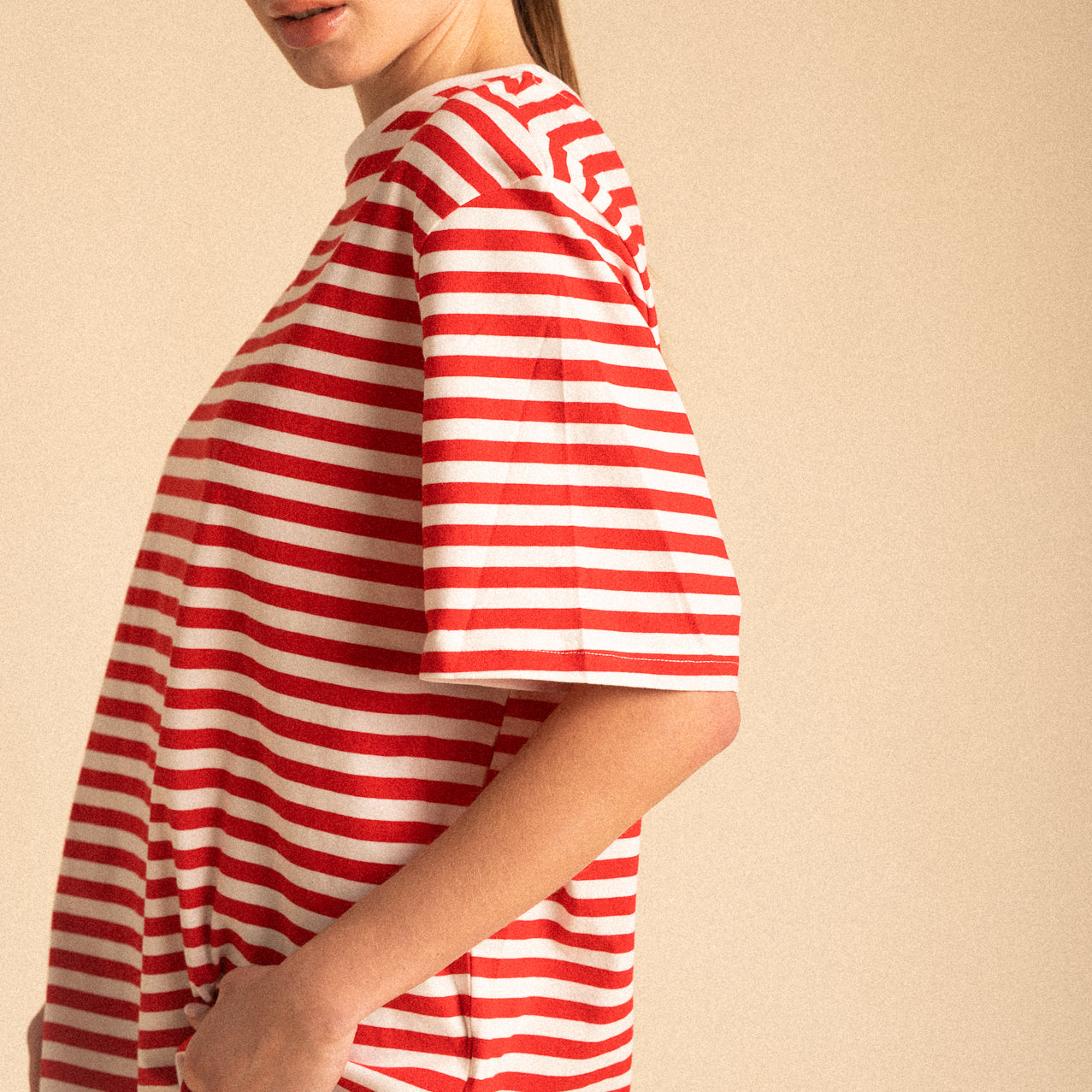 T-Shirt Breton Righe Rosso Corallo