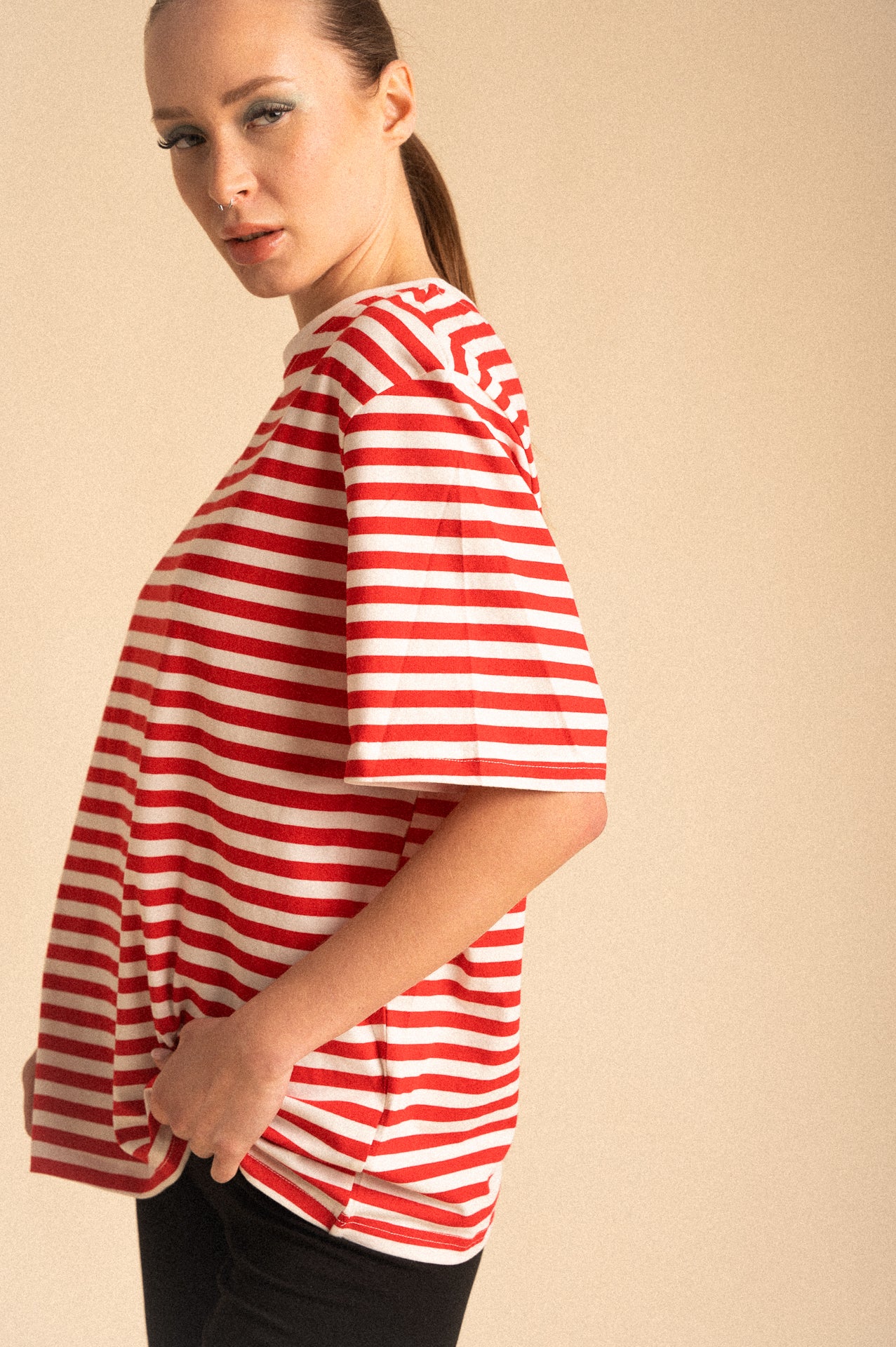 T-Shirt Breton Righe Rosso Corallo