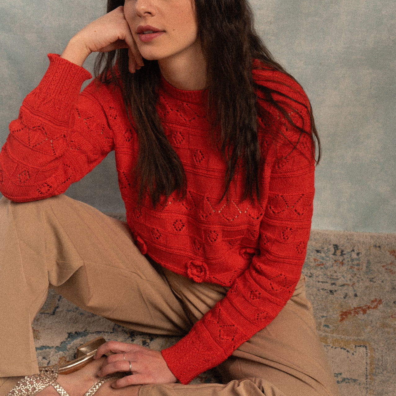 Maglione in cotone rosso