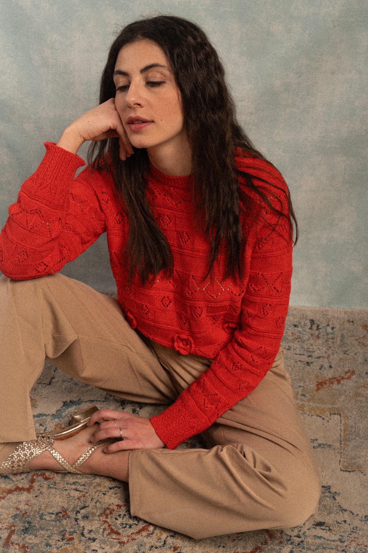 Maglione in cotone rosso