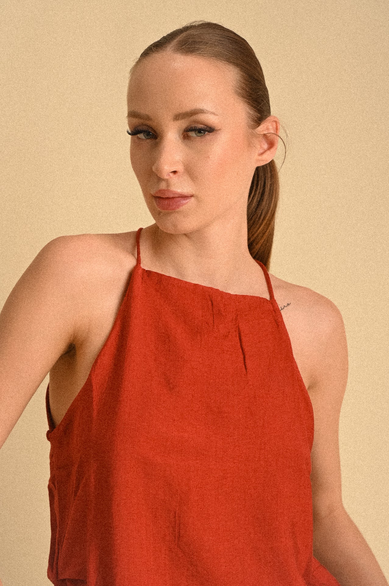Top Halter Donna Rosso Marrakesh in Viscosa Leggera