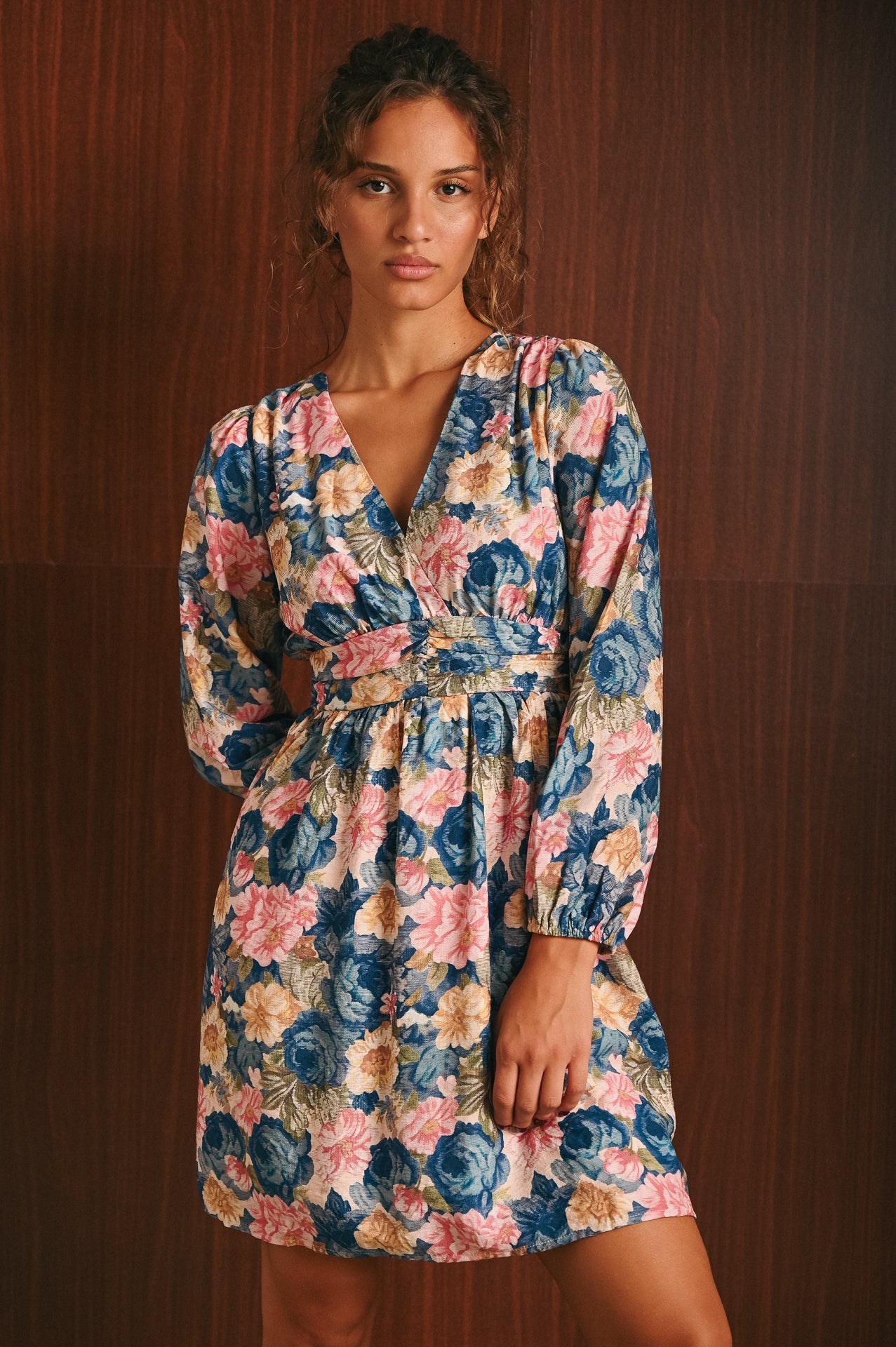 Abito Roxelle Donna Corto Floreale con Scollo a V