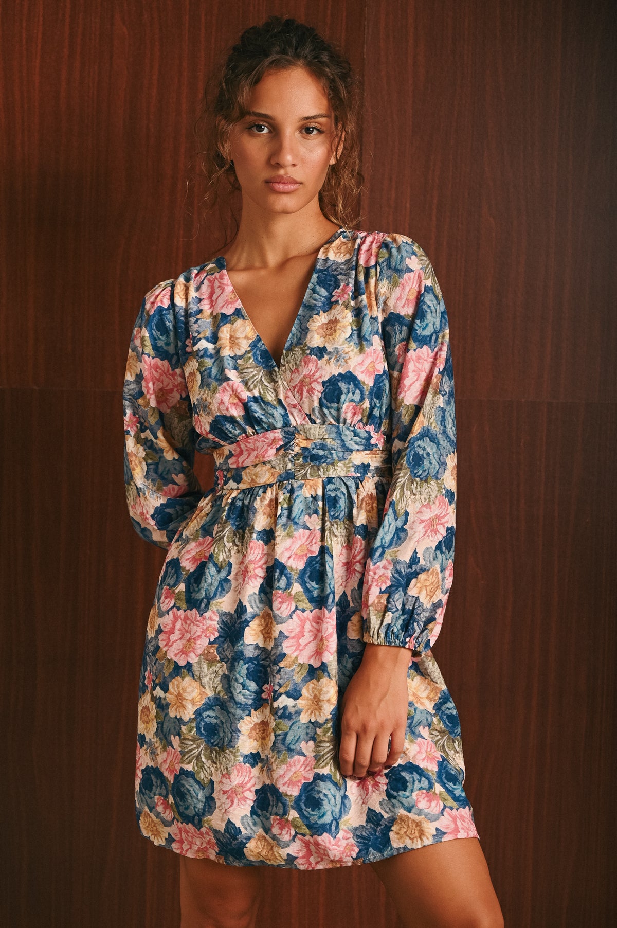 Abito Roxelle Donna Corto Floreale con Scollo a V