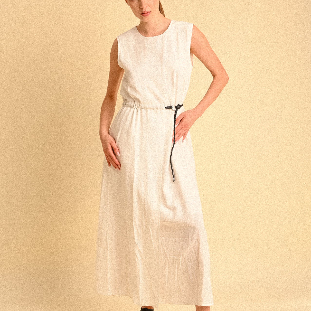 Abito bianco Sahara Donna con Cinturino Intrecciato