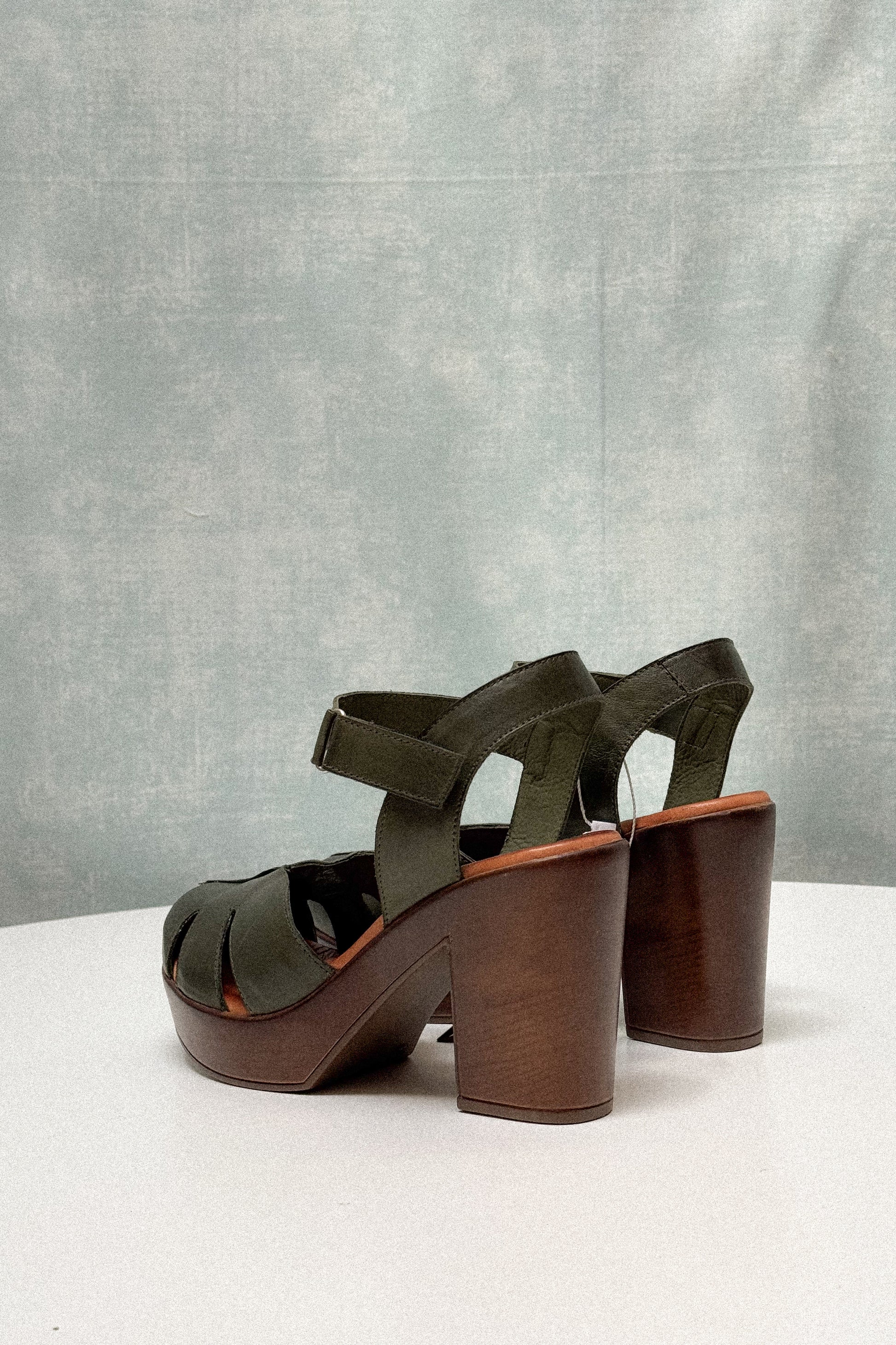 Sandalo Miriam Kaki in pelle