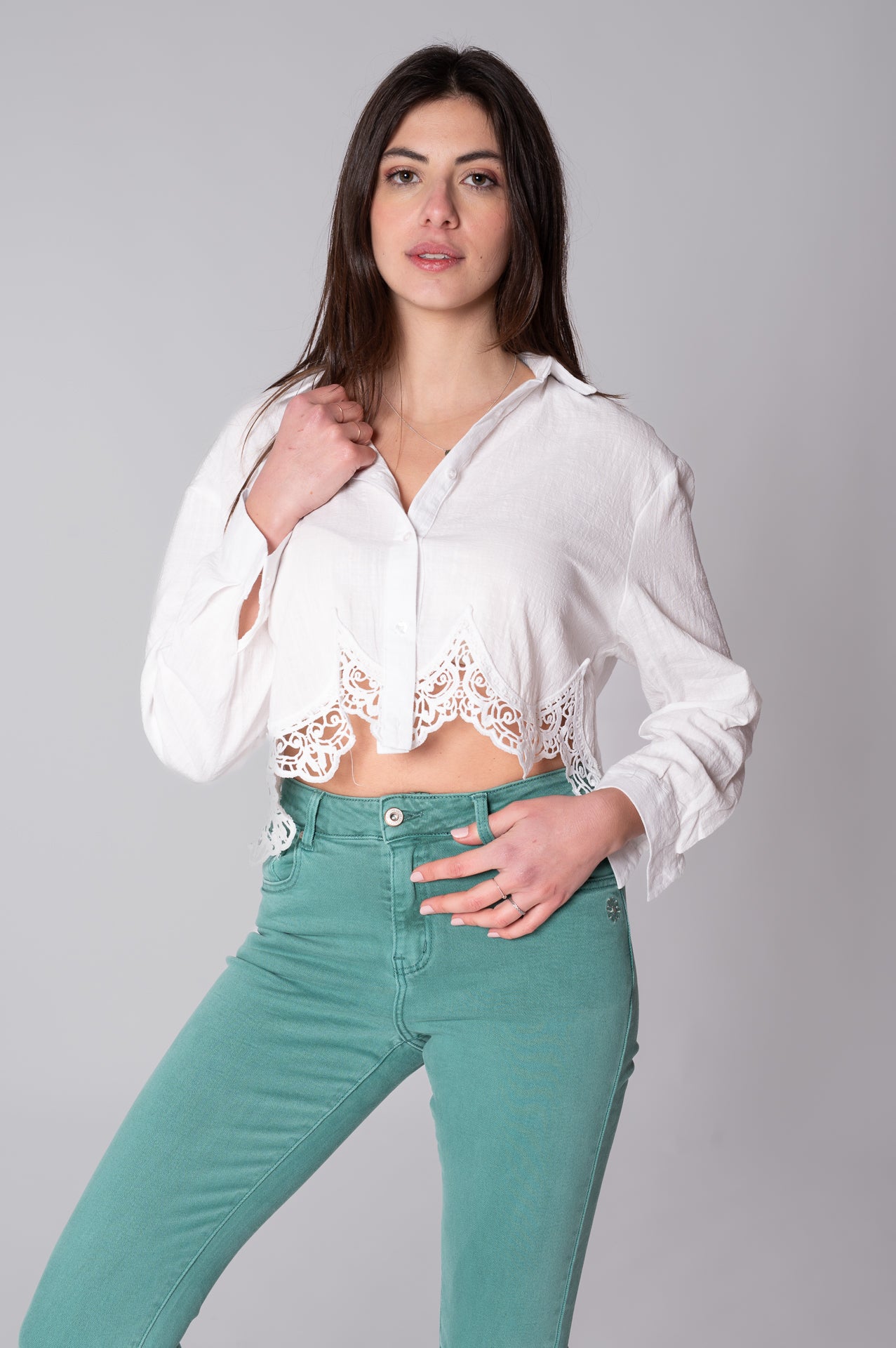 Camicia Alice bianca con merletto