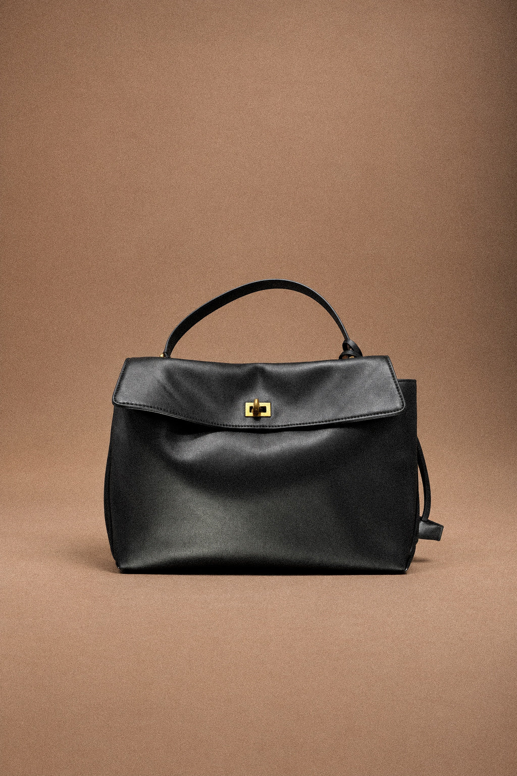 Borsa a Mano e Tracolla da Donna in Vera Pelle Liscia nera – Chiusura a Girello