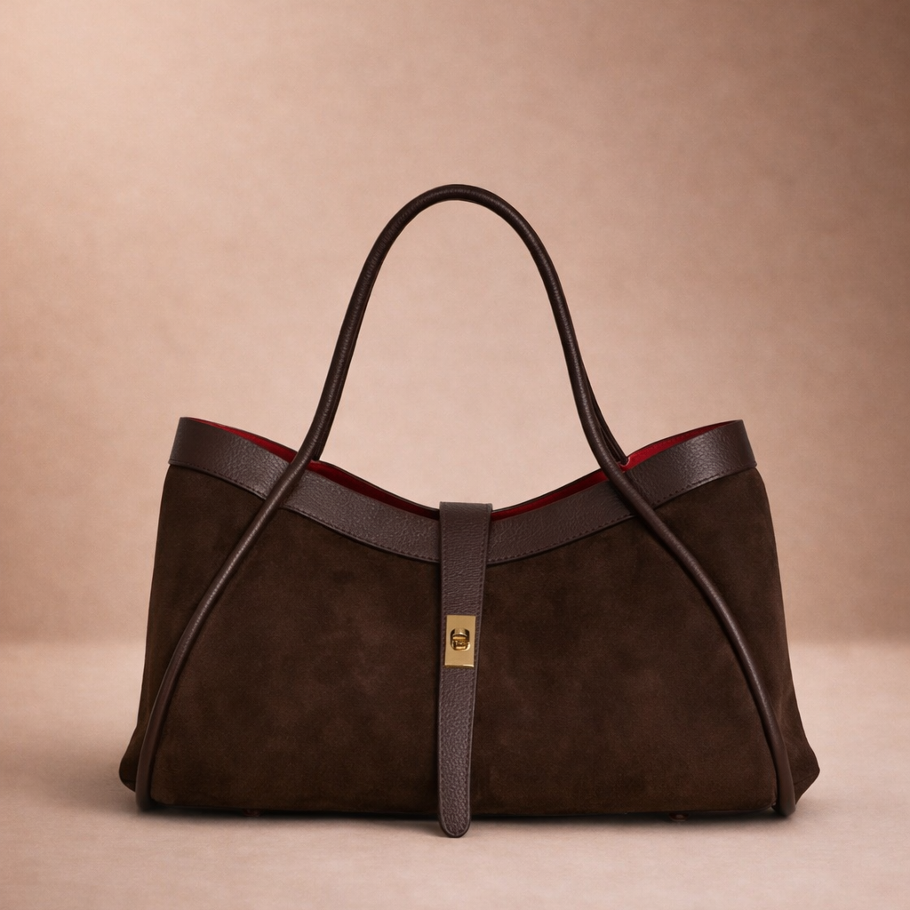 Borsa Mayfaire in vera pelle camoscio marrone