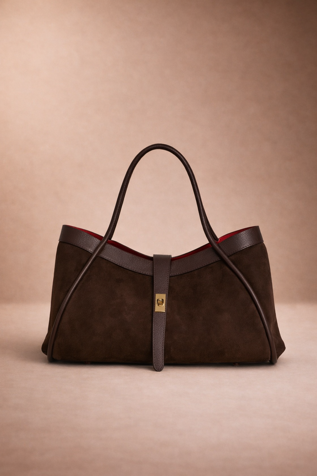 Borsa Mayfaire in vera pelle camoscio marrone