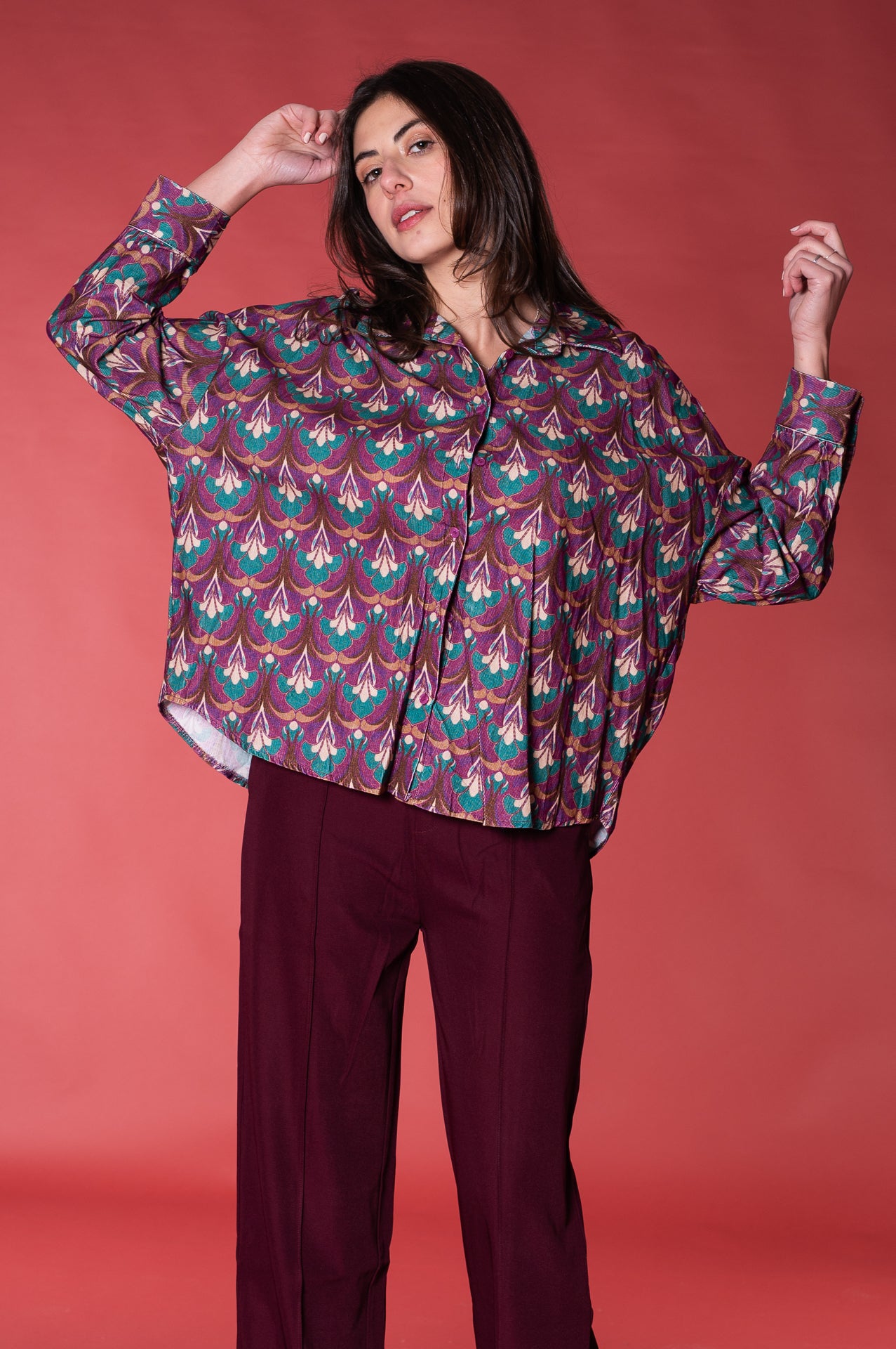 Patterned velvet shirt