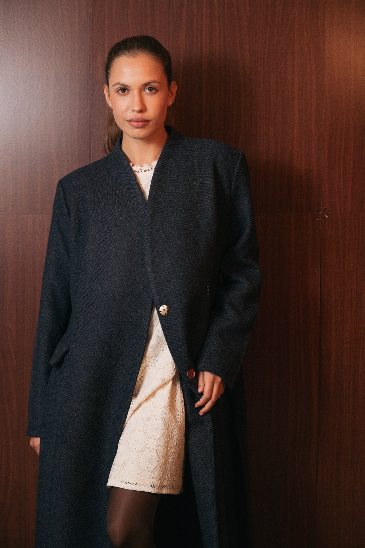 Cappotto Lungo Donna in Lana | Collo Coreano