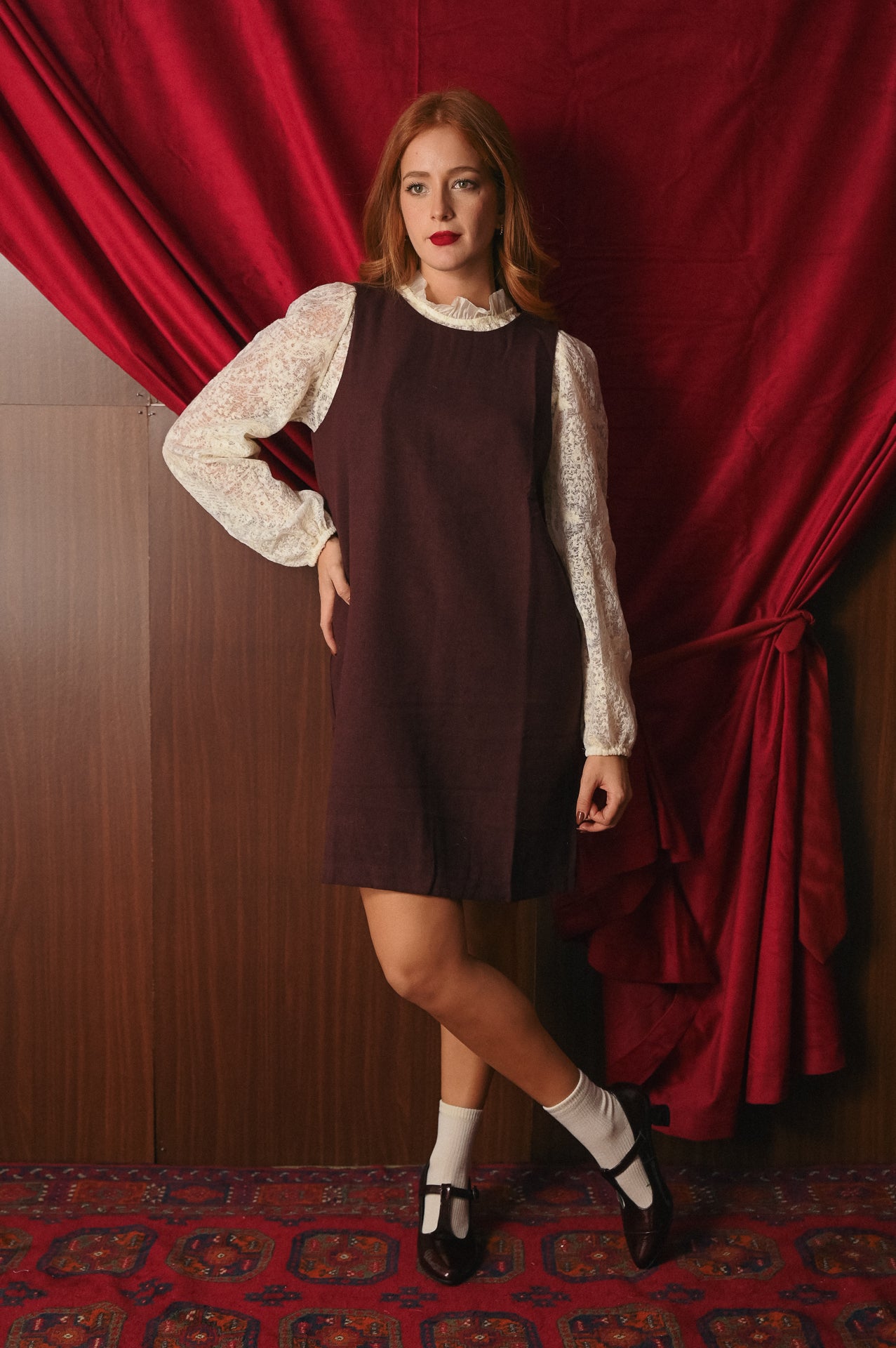 Mini Abito Bordeaux Smanicato a trapezio | Vestito Donna