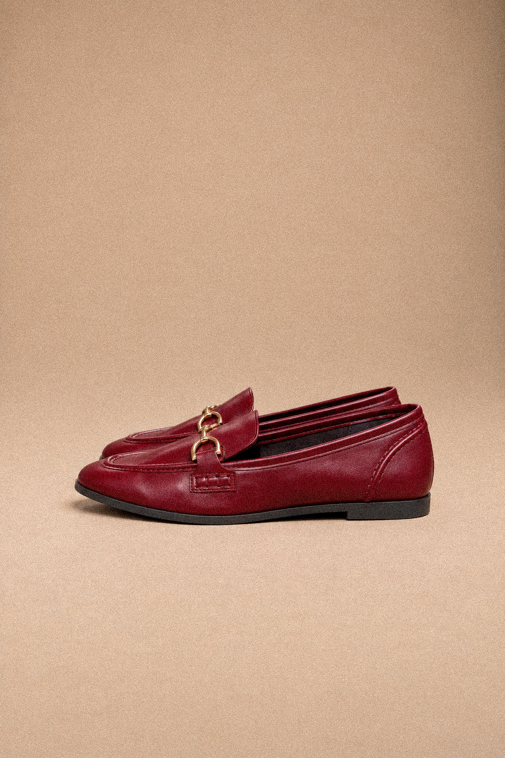 Mocassino Donna Bordeaux Effetto Pelle con Morsetto Horsebit Dorato