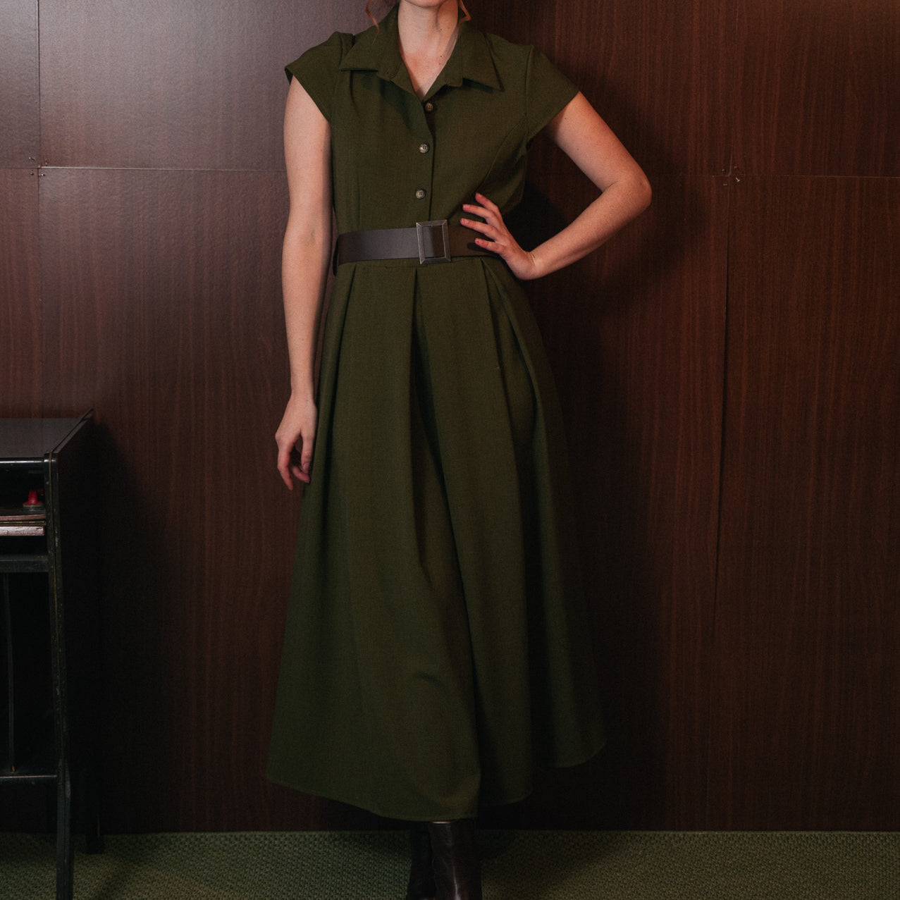 Abito Chemisier Lungo Donna | verde oliva