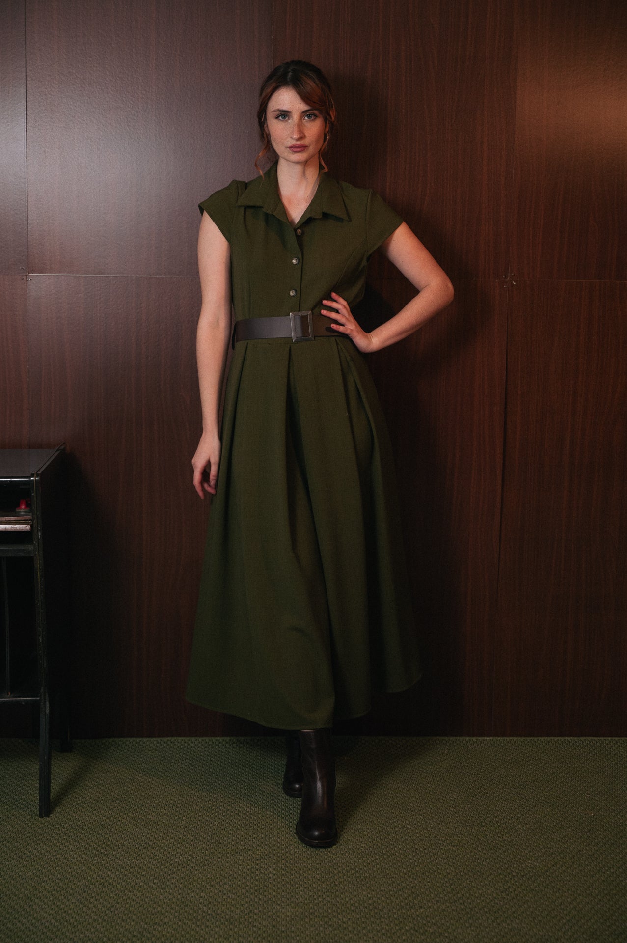 Abito Chemisier Lungo Donna | verde oliva