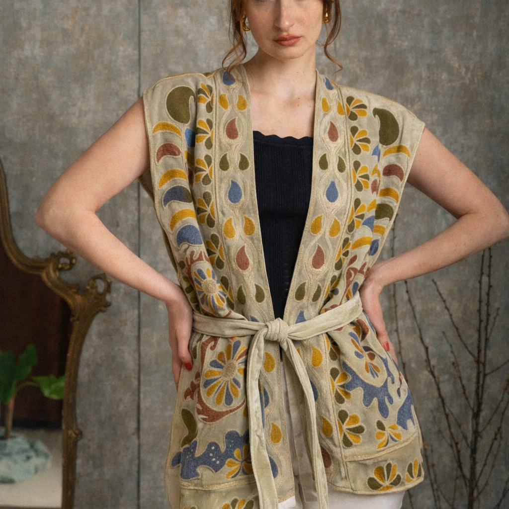 Gilet Ginepro in Cotone Ricamato – Made in India