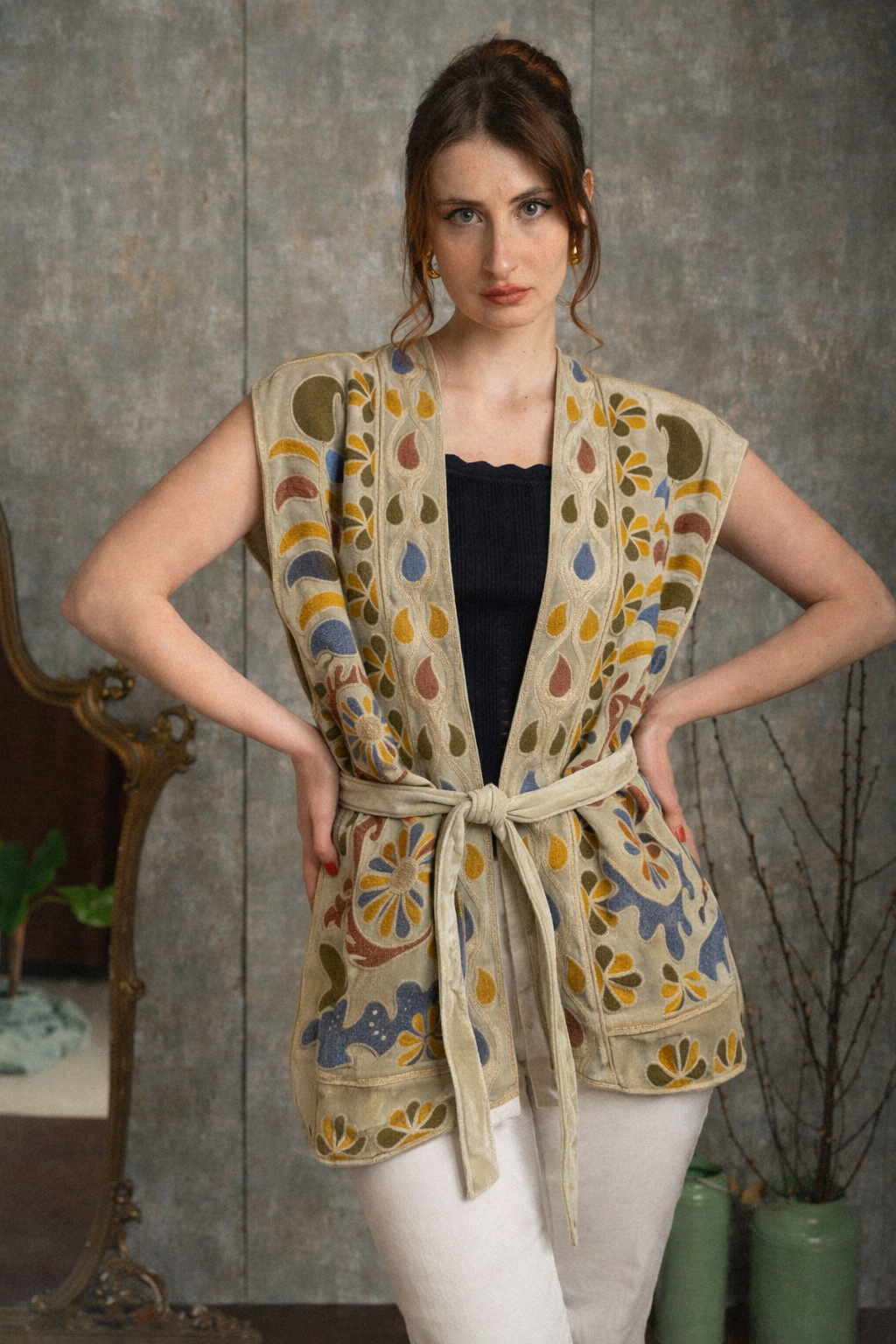 Gilet Ginepro in Cotone Ricamato – Made in India