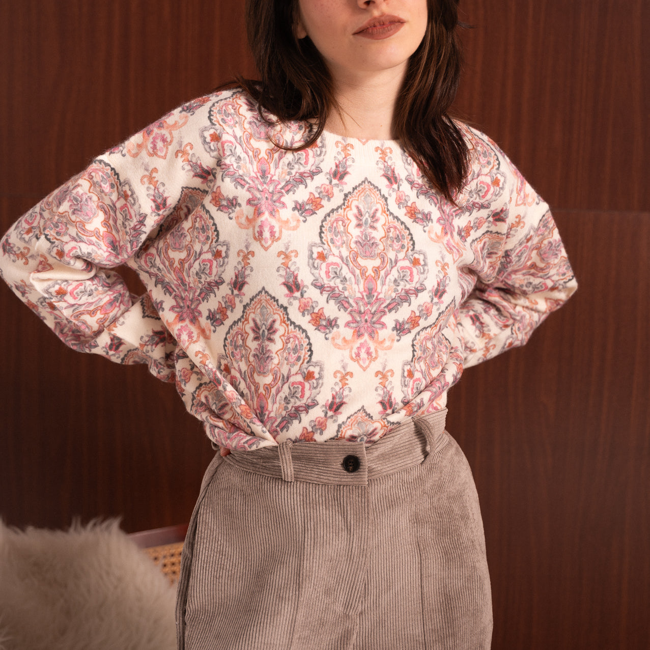 Maglione donna over a fantasia paisley boho chic