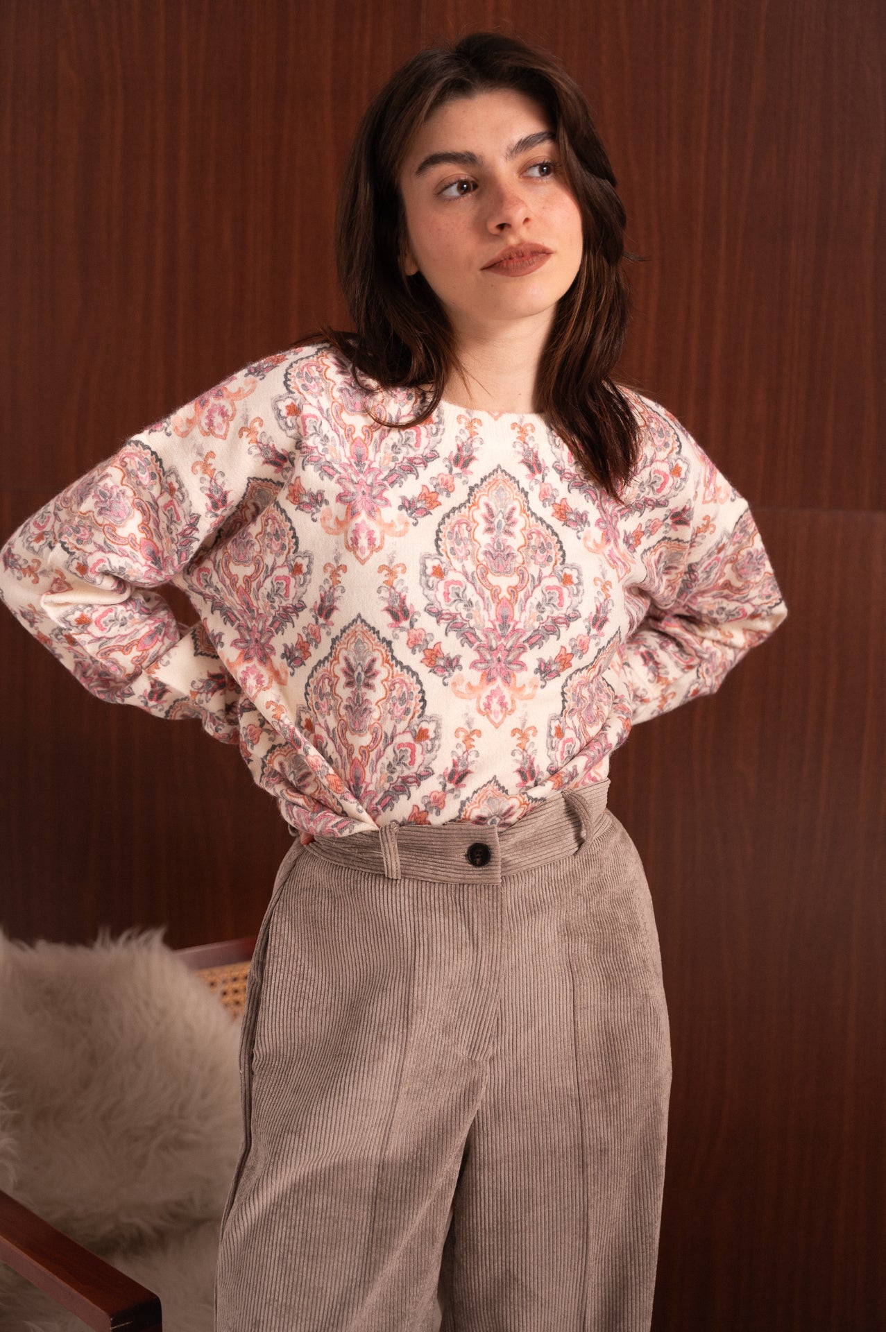 Maglione donna over a fantasia paisley boho chic