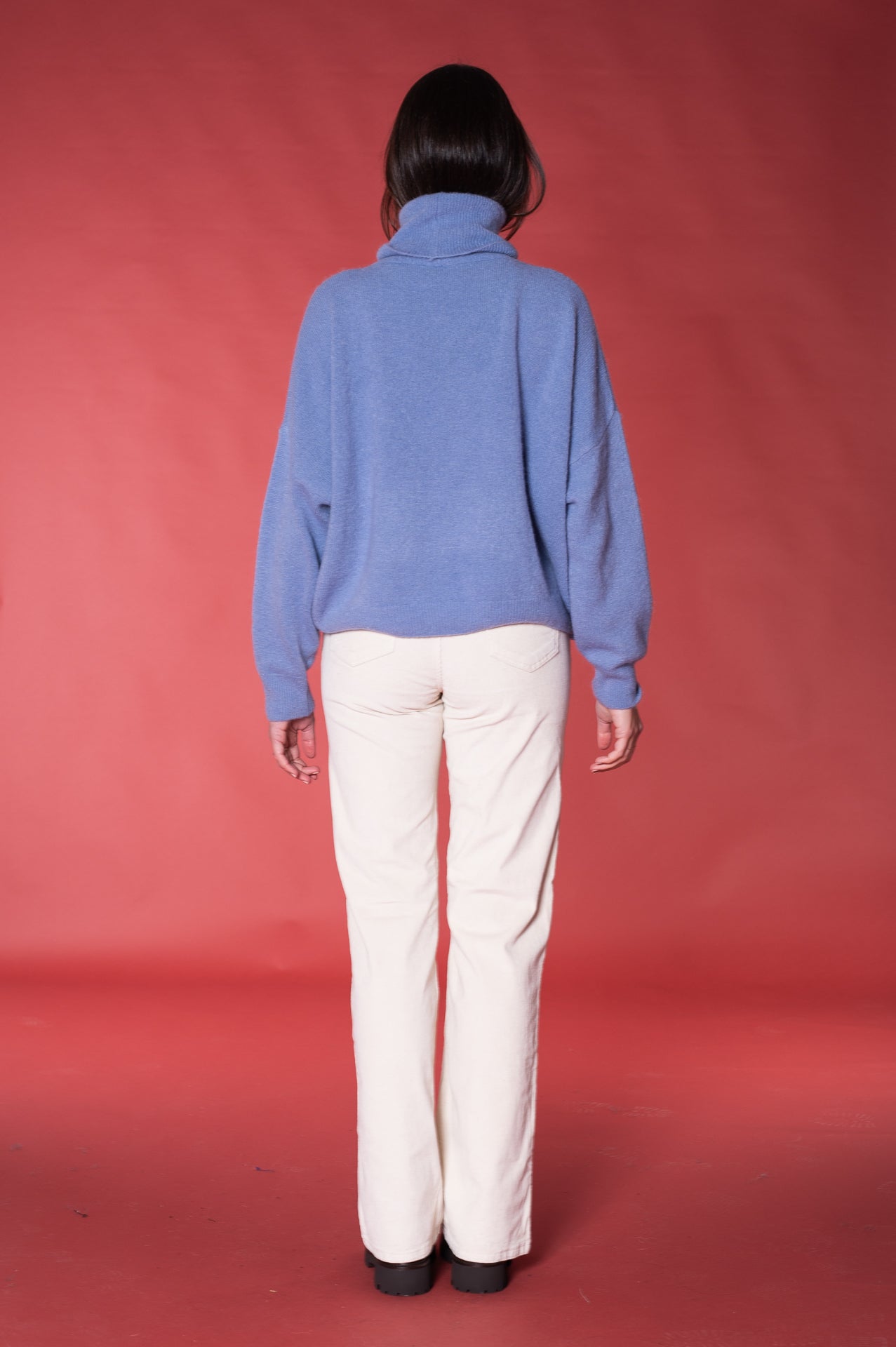 Pantalone in velluto color panna