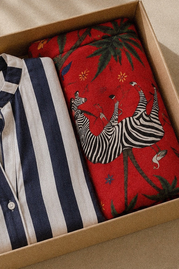 Box Outfit Safari zebra – Camicia a Righe & Gonna Portafoglio