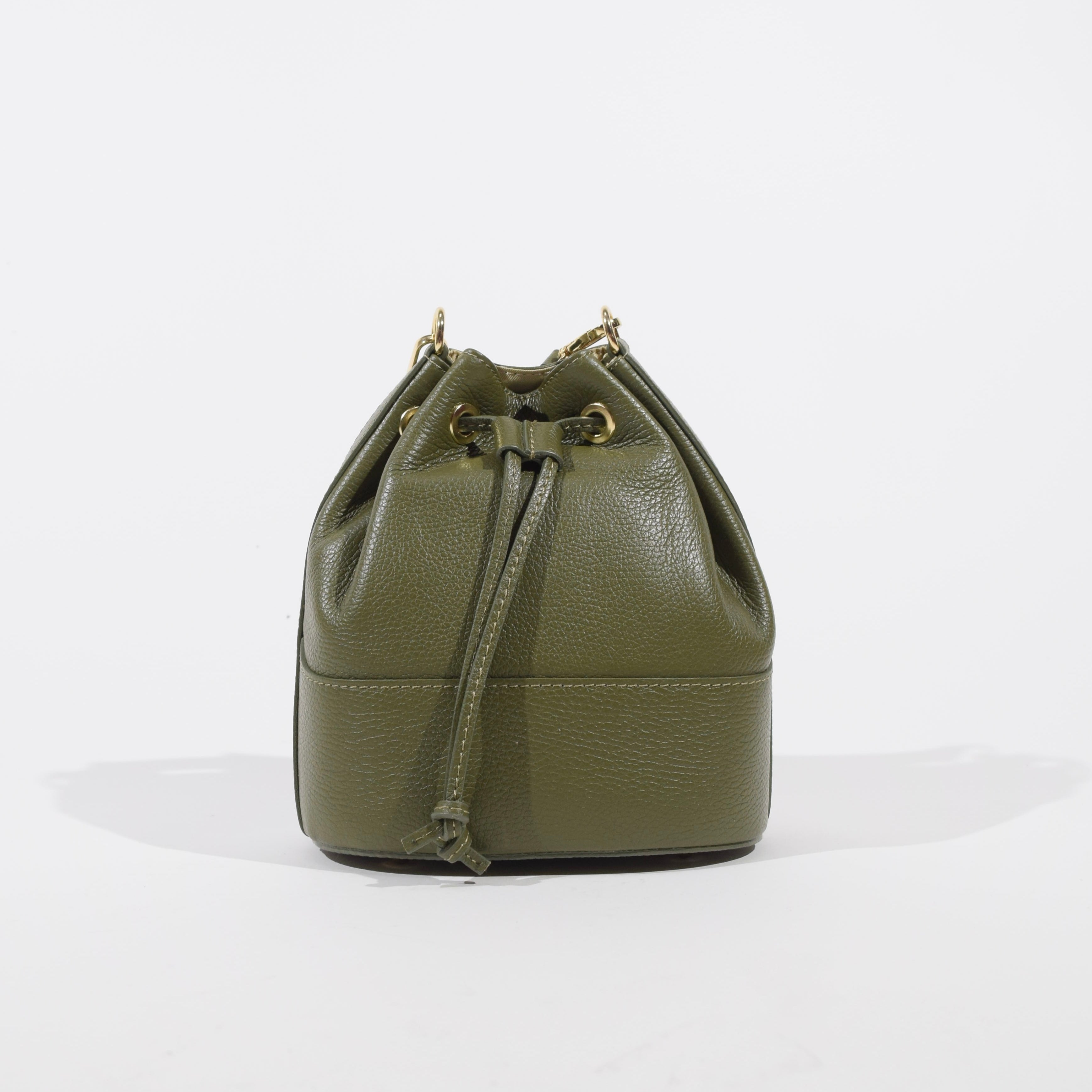 Khaki Leather Bucket Bag