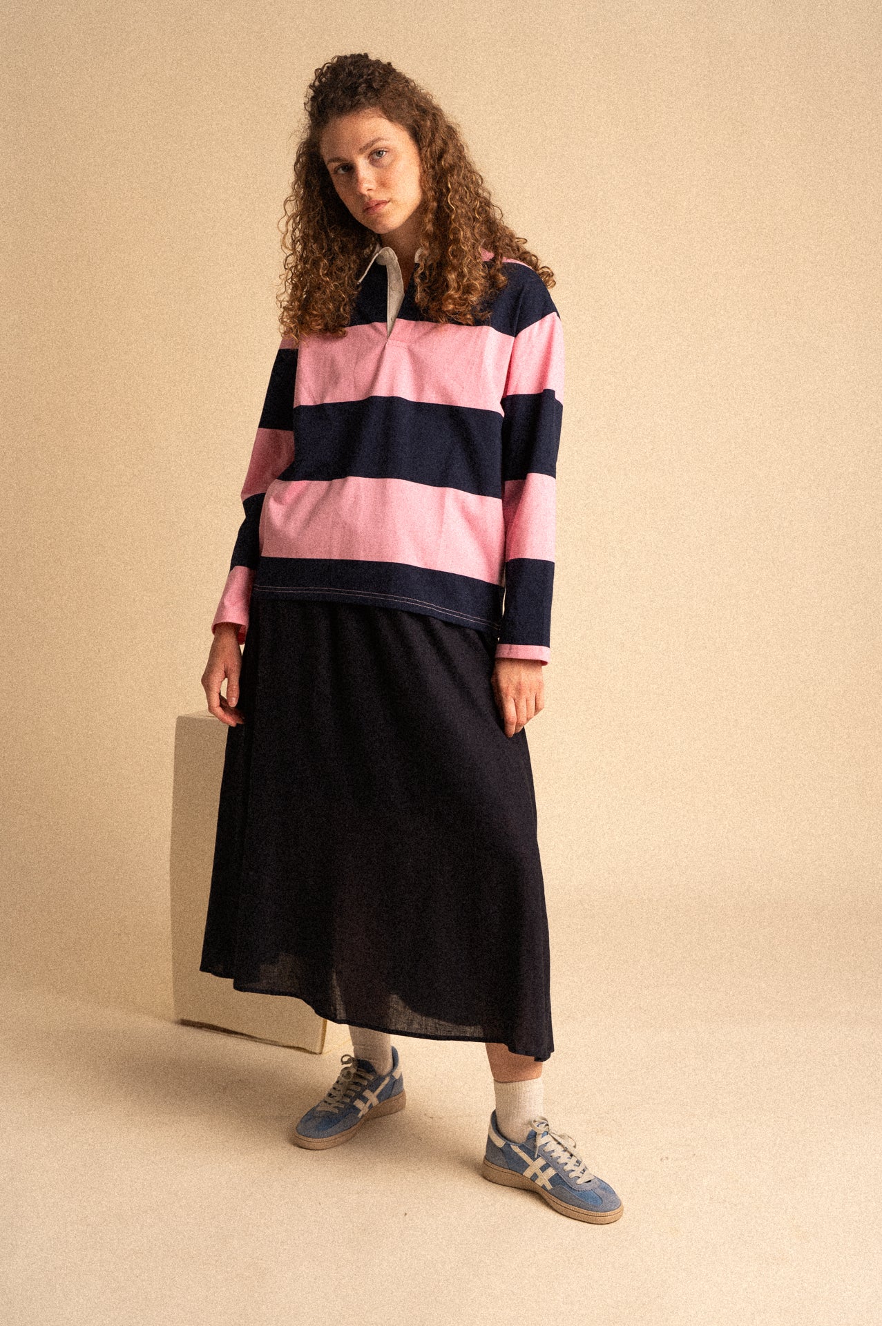 Polo Daphne a Righe Rosa e Blu Donna